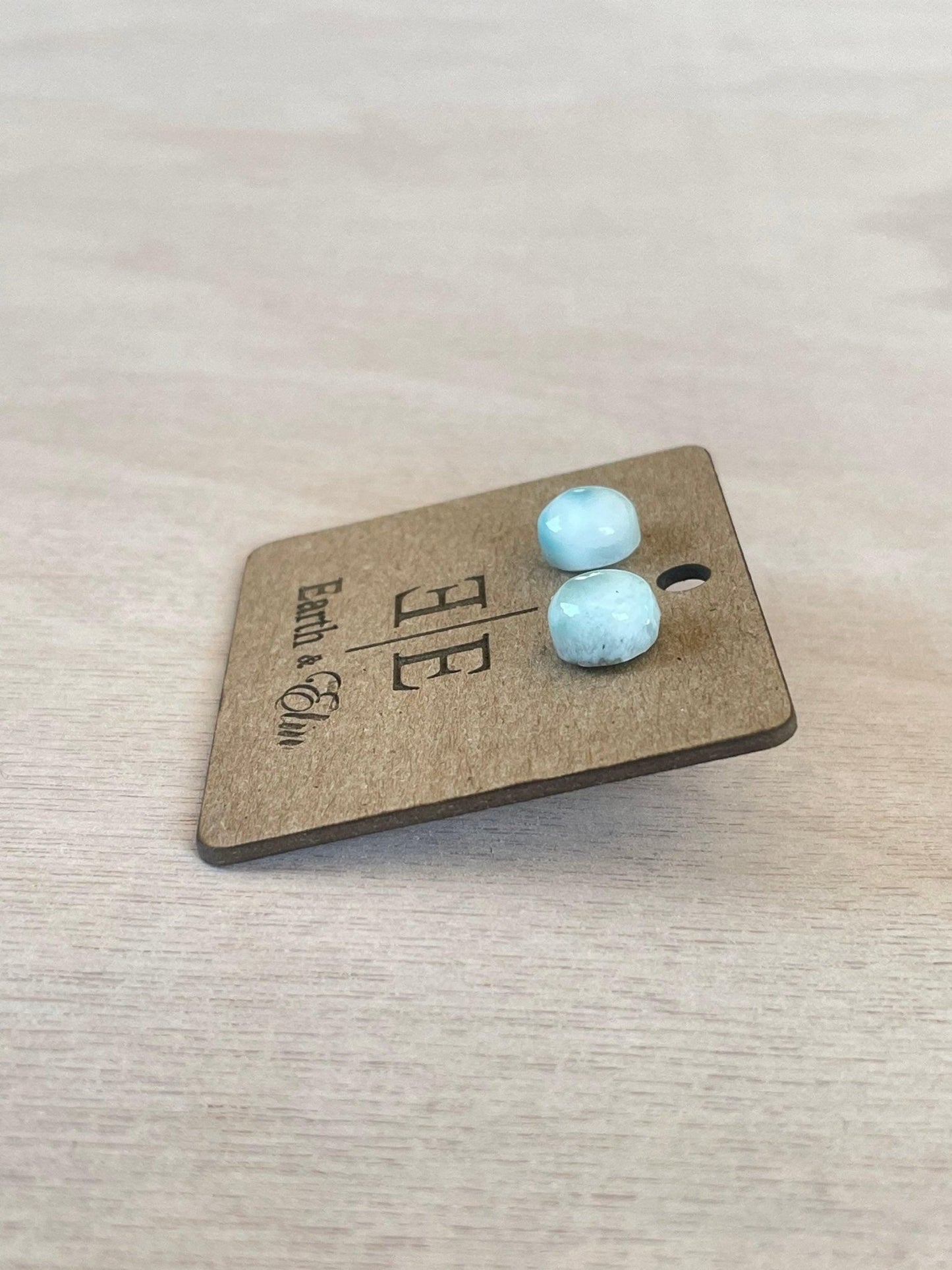 Larimar Round Gemstone Studs - earthandelm