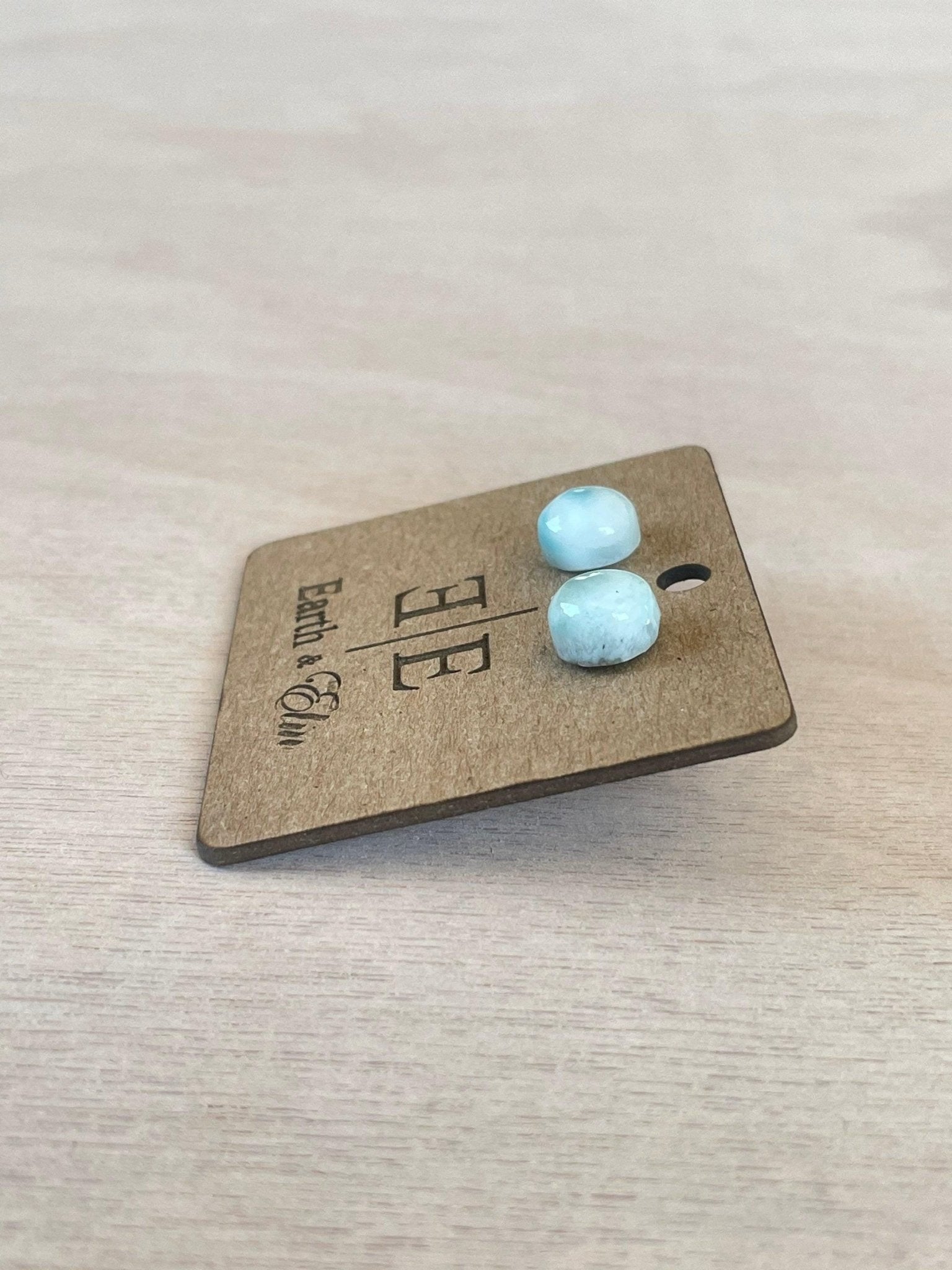 Larimar Round Gemstone Studs - earthandelm
