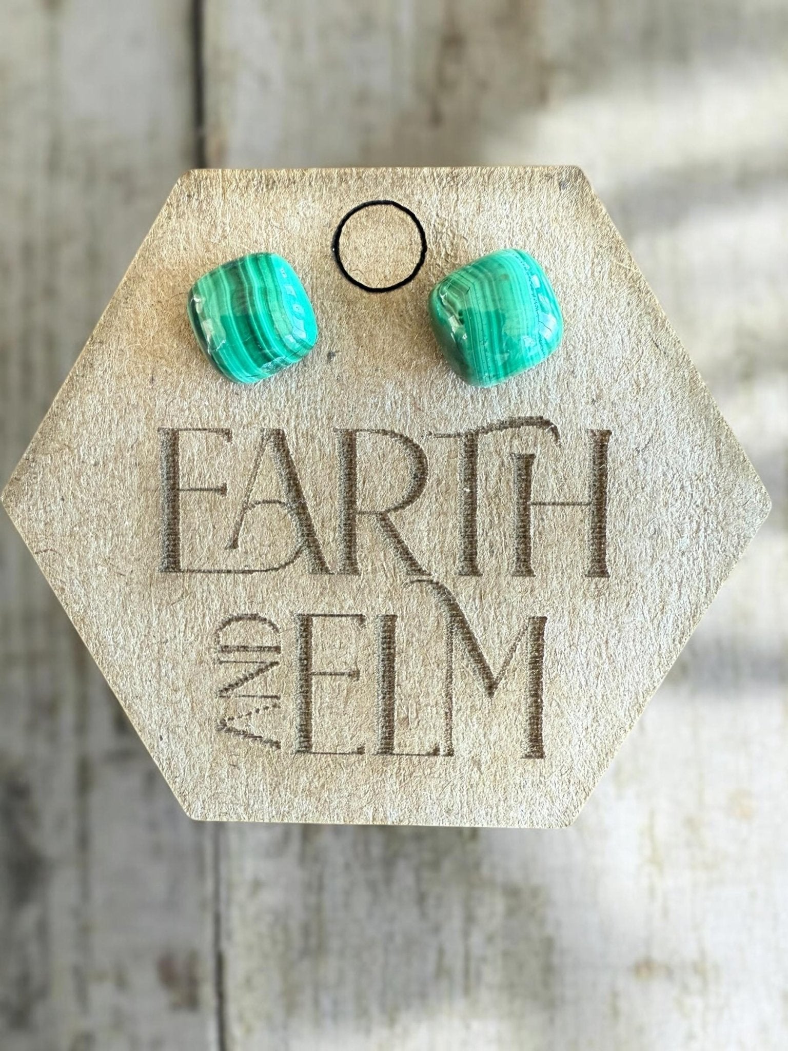Malachite Cushion Studs - earthandelm