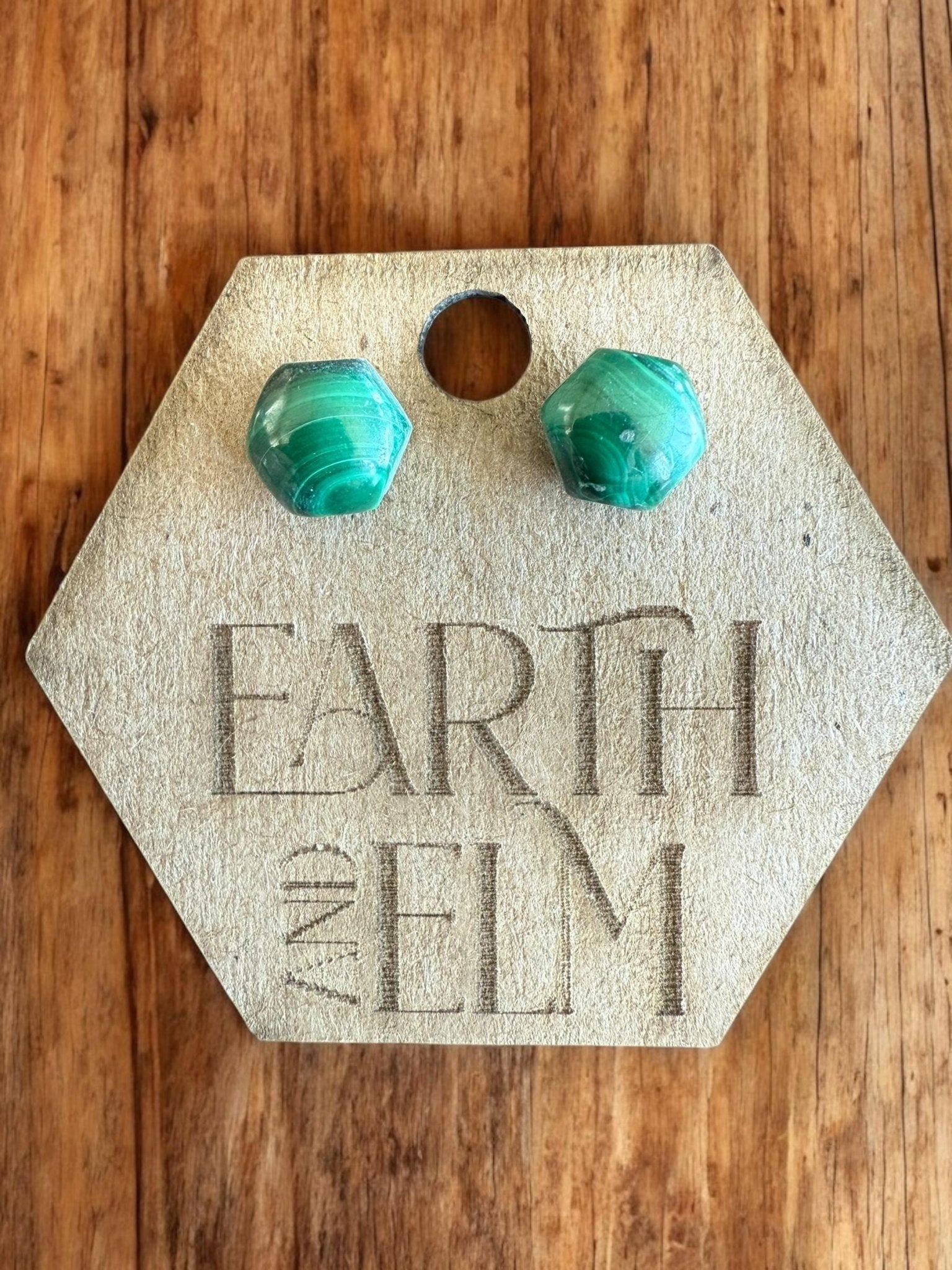 Malachite Hexagon Studs - earthandelm