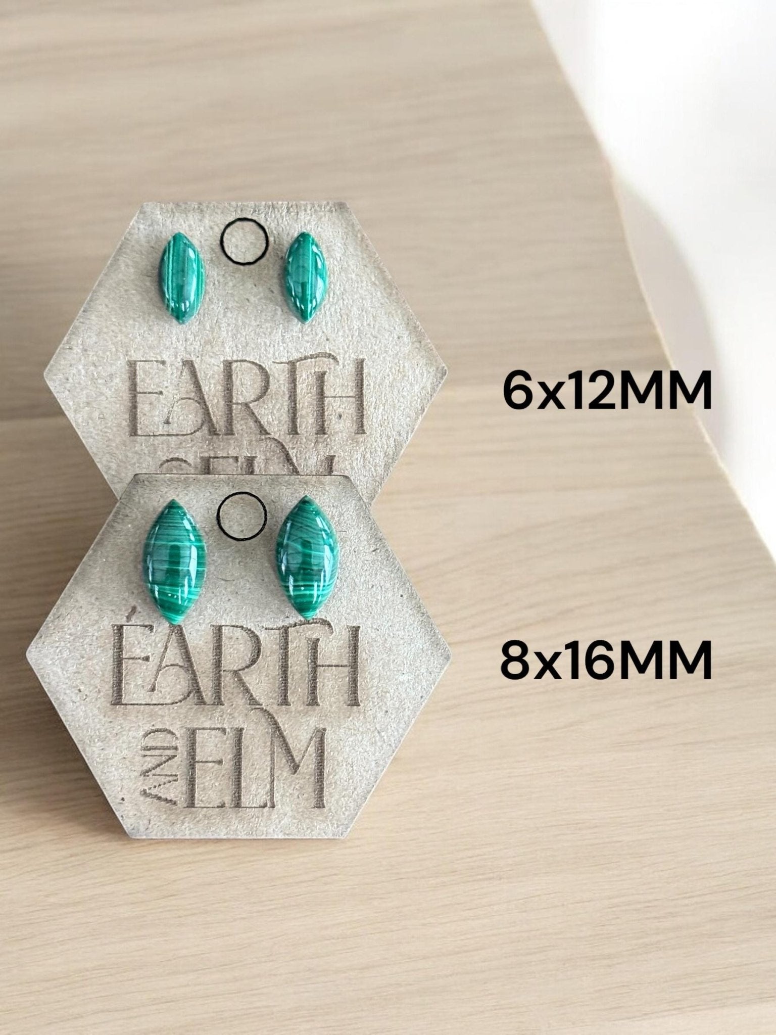 Malachite Marquise Gemstone Studs - earthandelm
