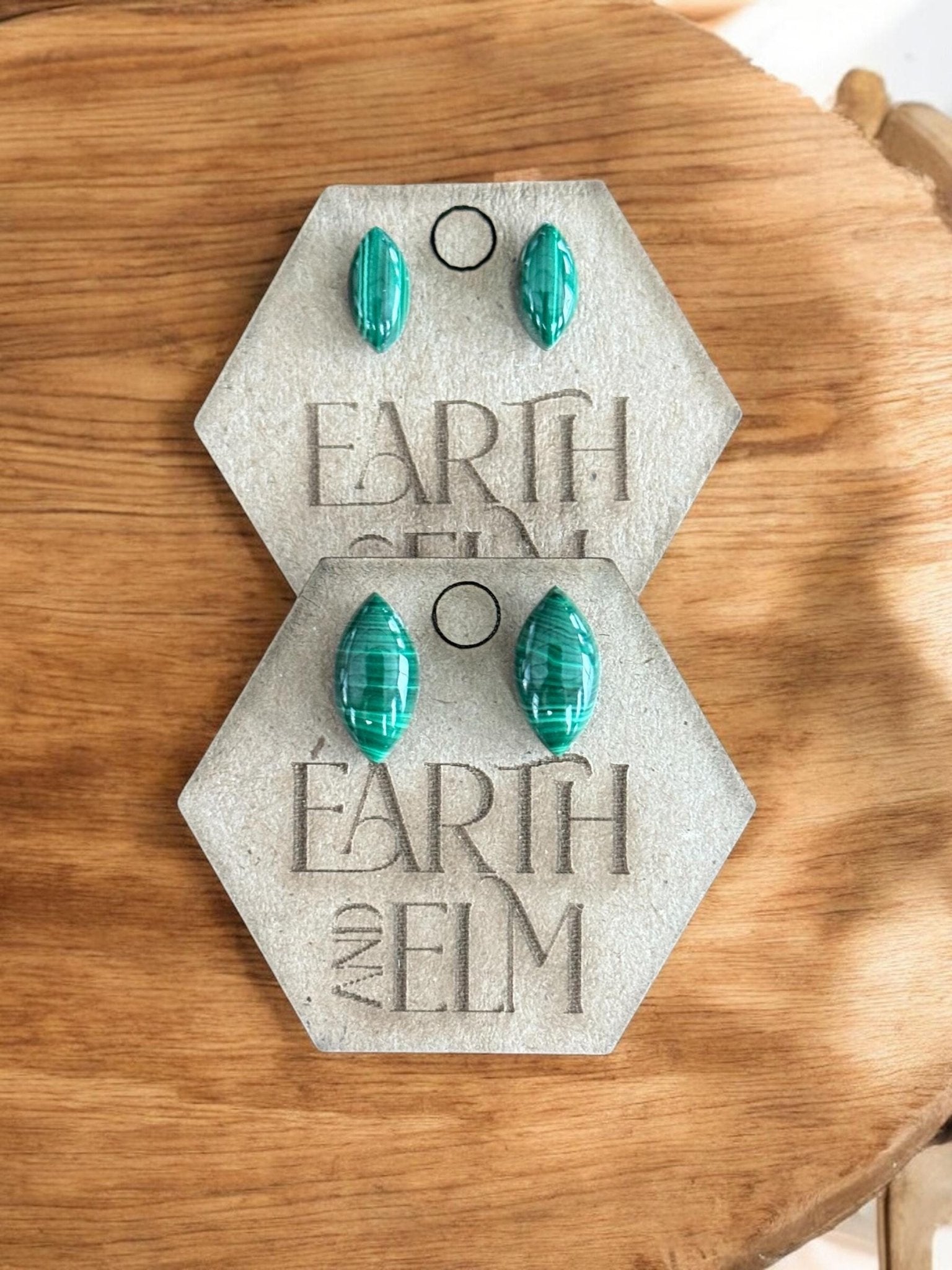 Malachite Marquise Gemstone Studs - earthandelm