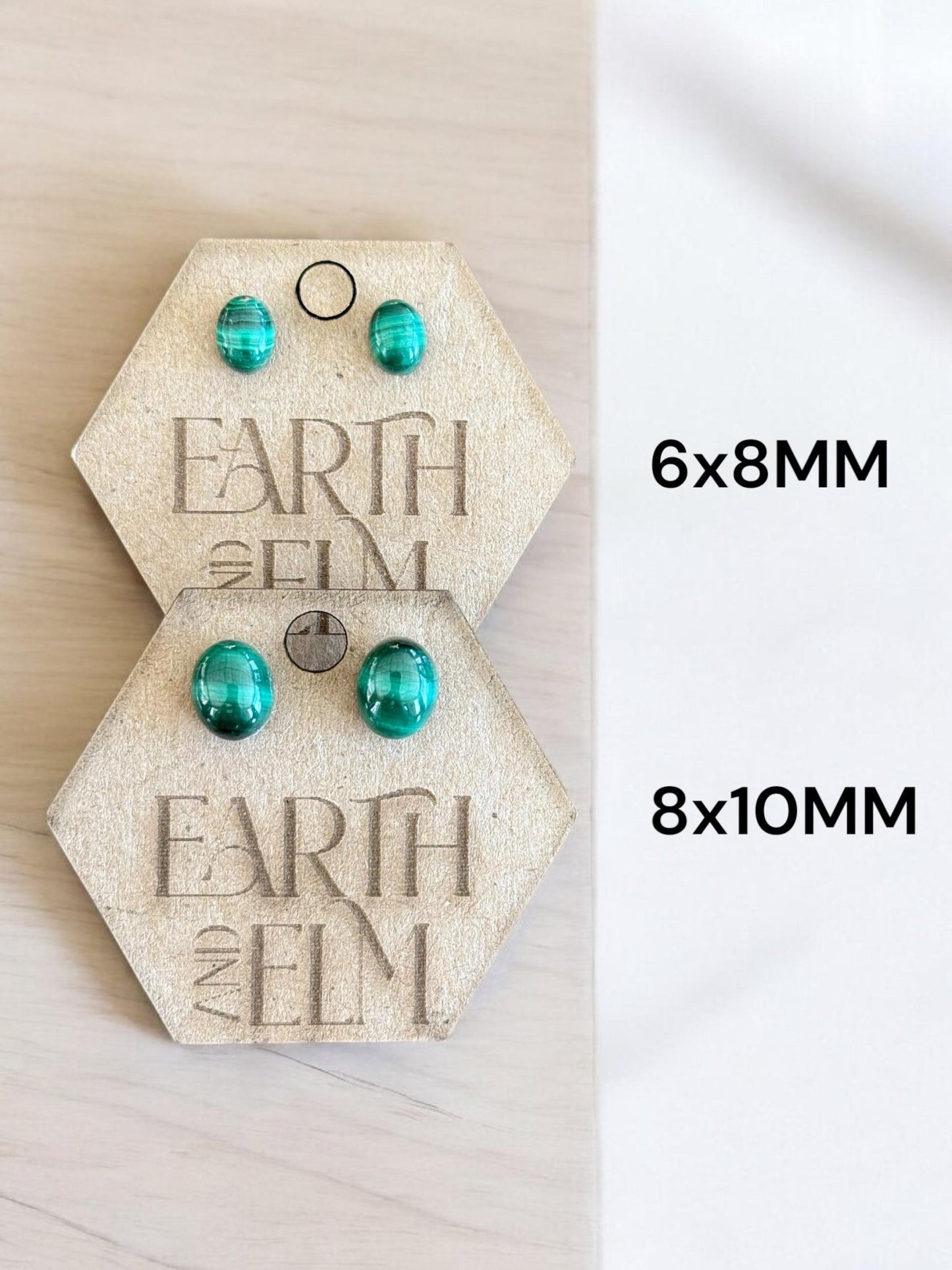Malachite Oval Gemstone Studs - earthandelm