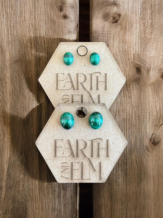 Malachite Oval Gemstone Studs - earthandelm