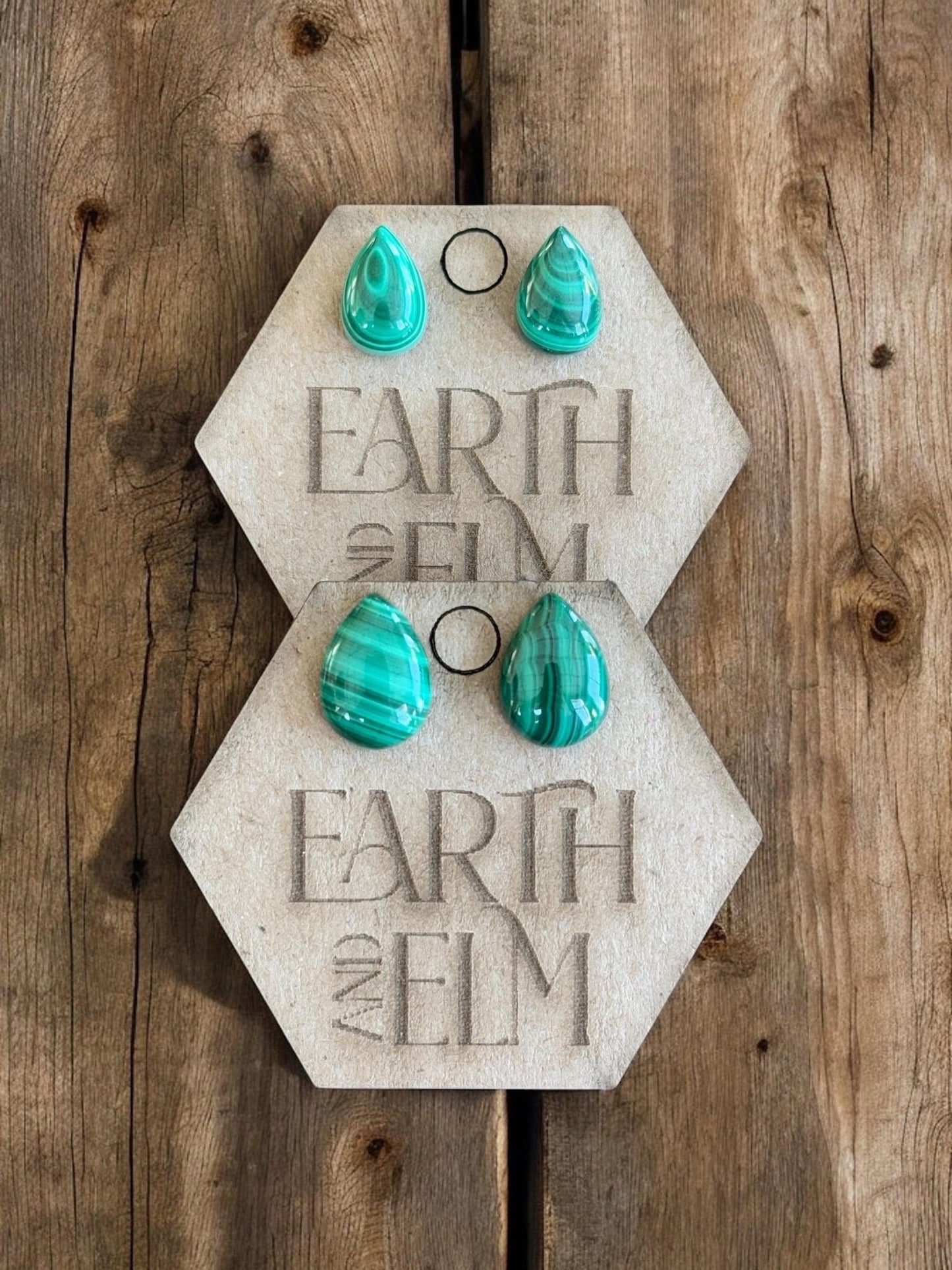 Malachite Pear Studs - earthandelm