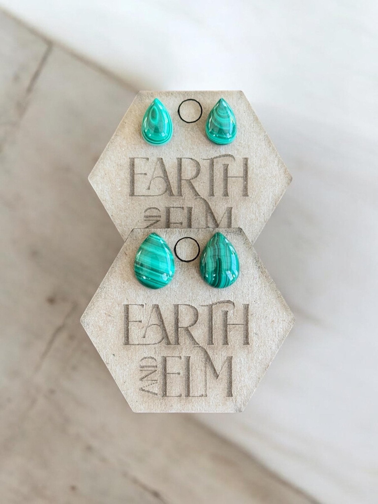 Malachite Pear Studs - earthandelm