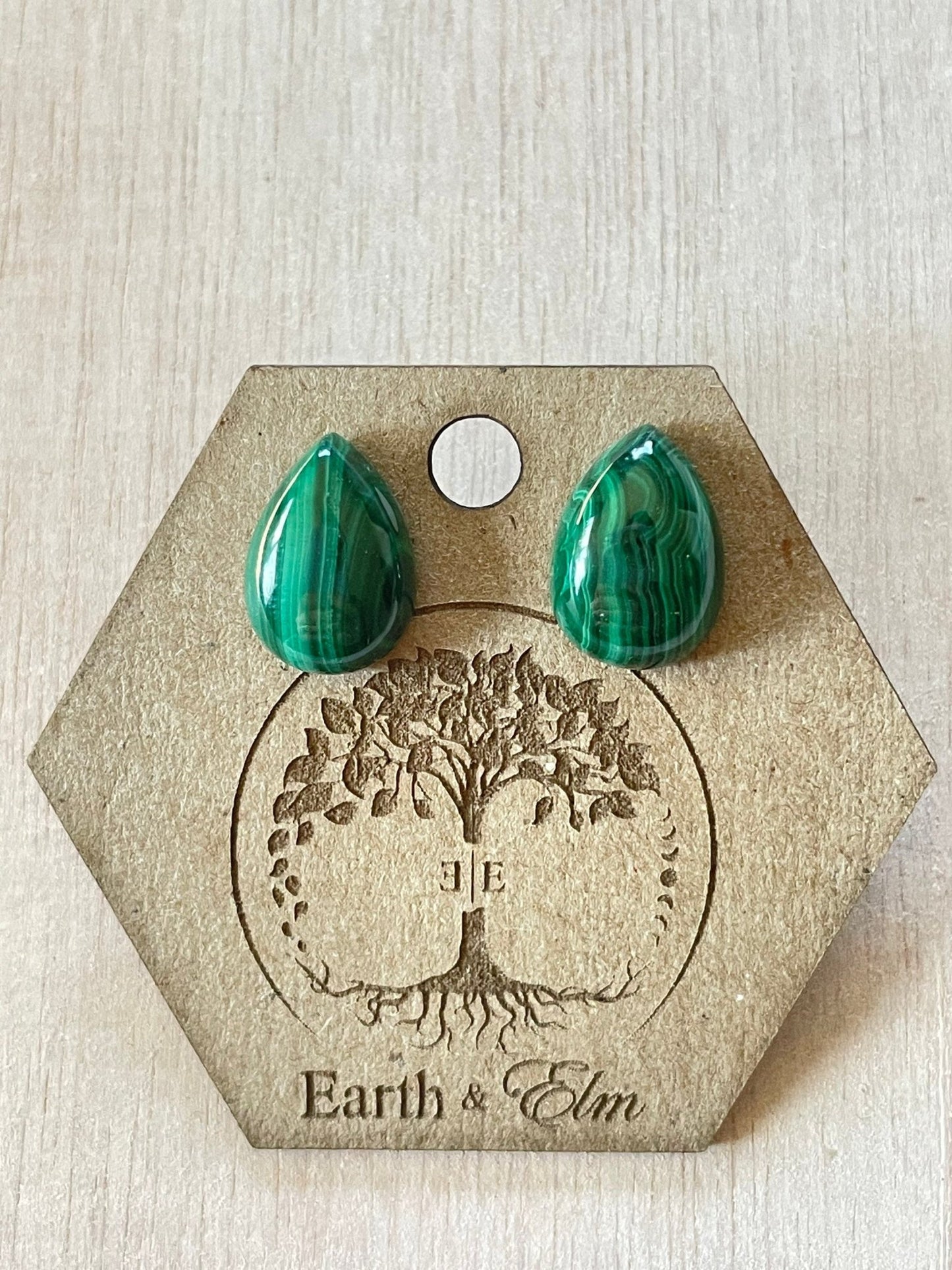 Malachite Pear Studs - earthandelm