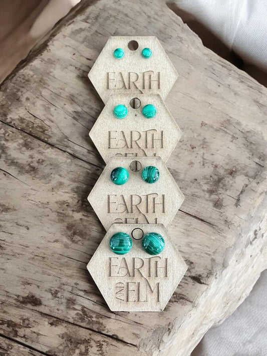 Malachite Round Studs - earthandelm