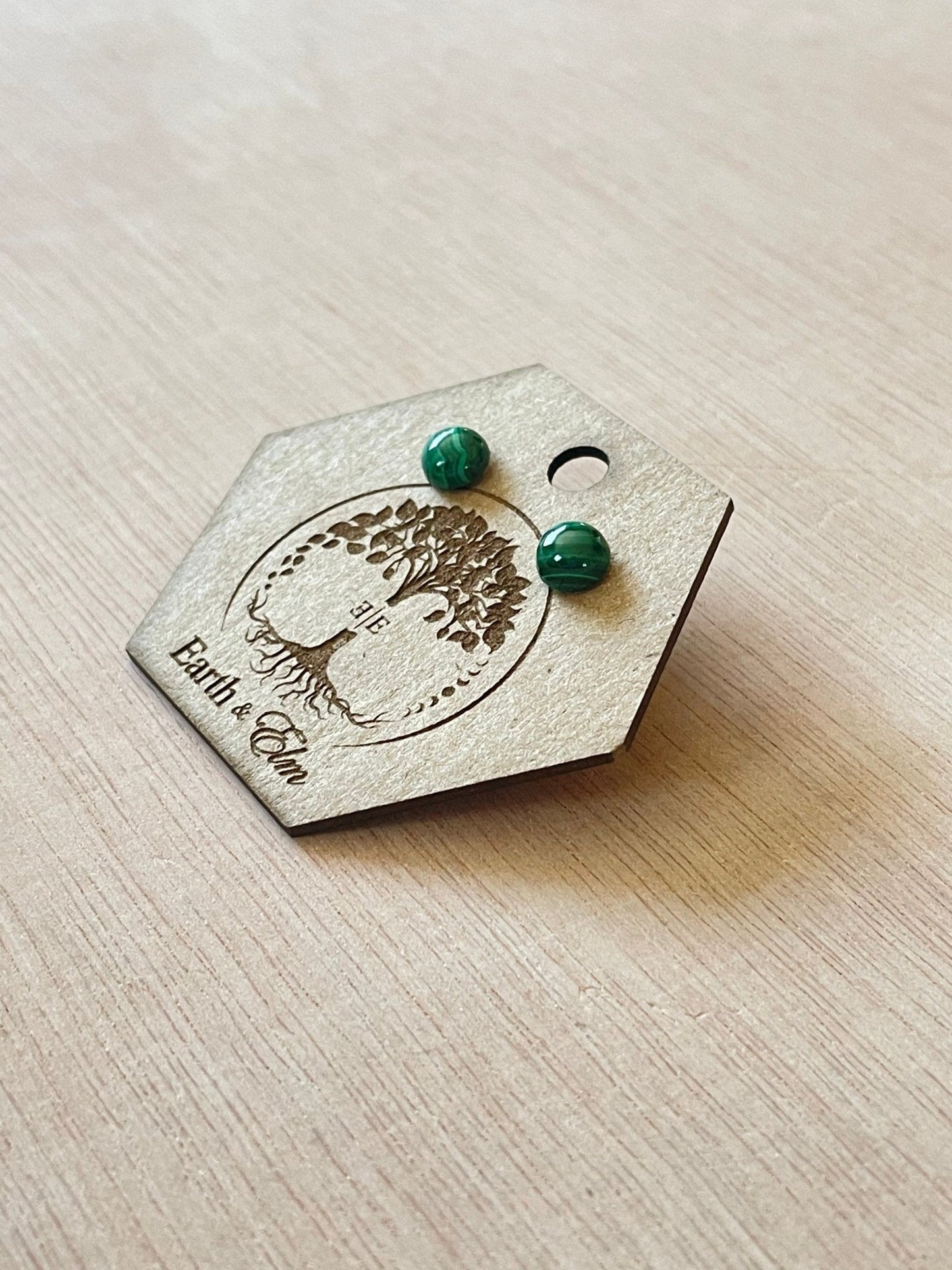 Malachite Round Studs - earthandelm