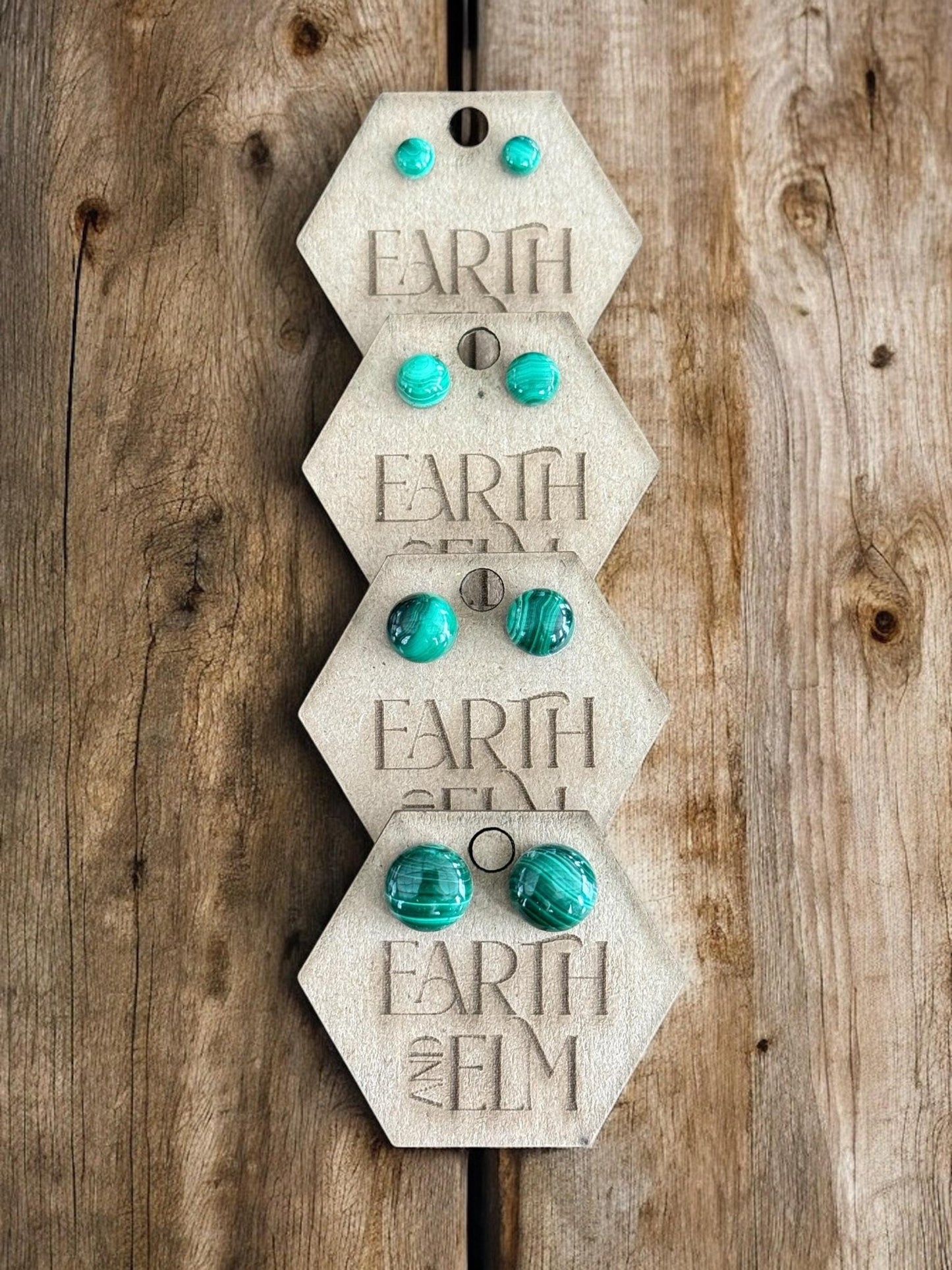 Malachite Round Studs - earthandelm
