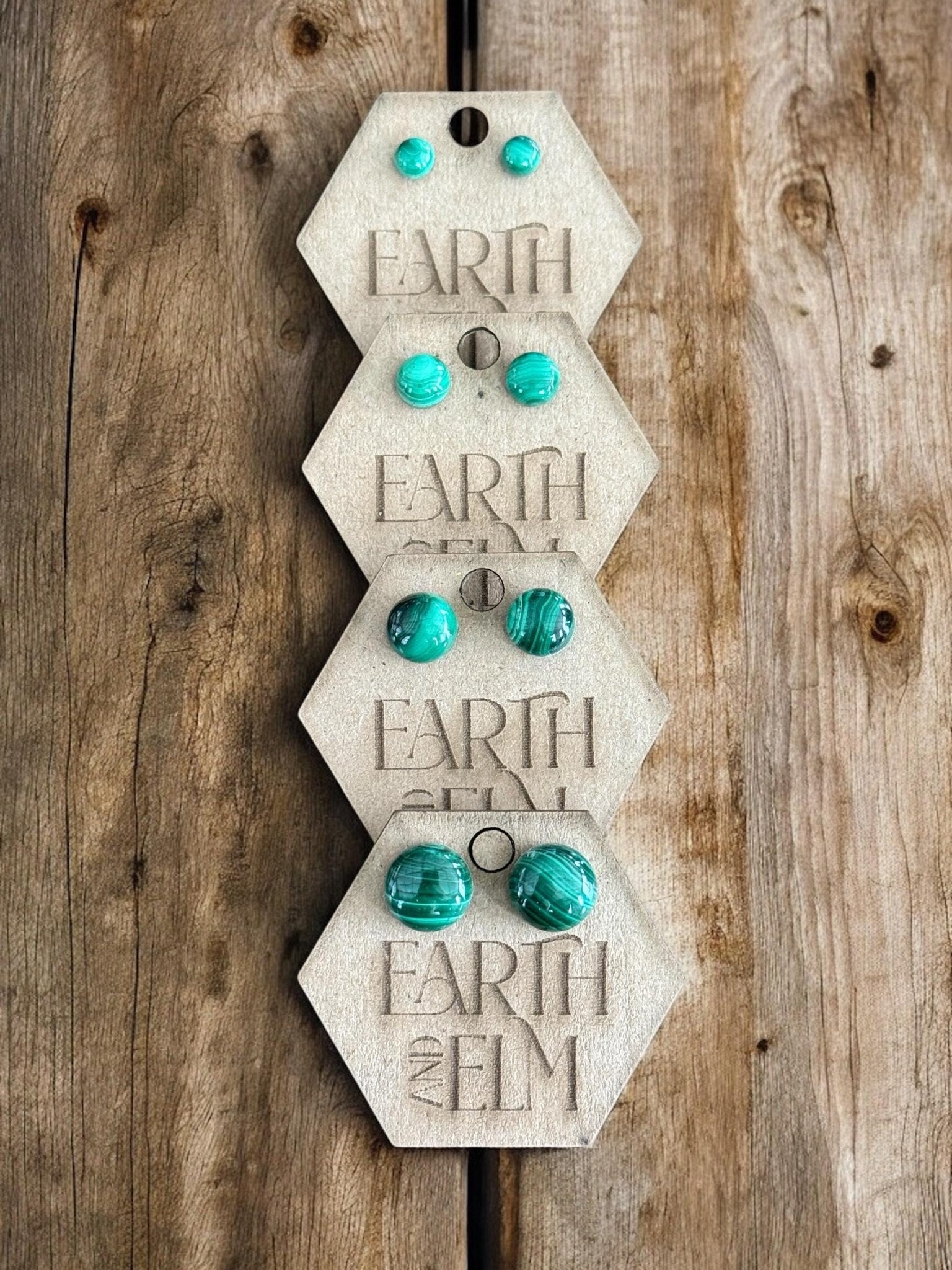 Malachite Round Studs - earthandelm