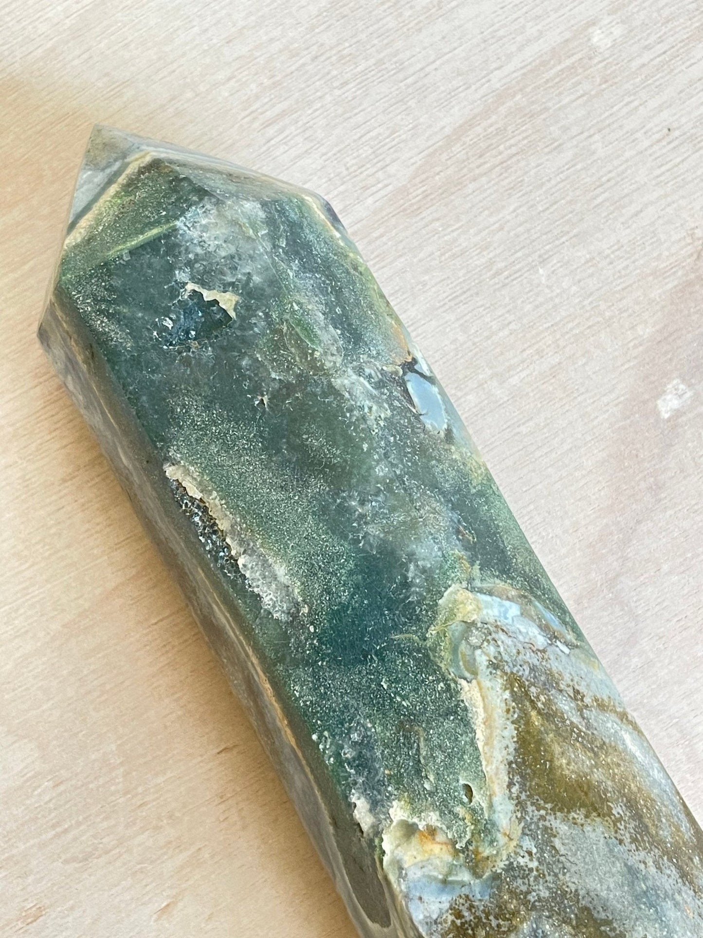 Massive Moss Agate Tower | XXL Moss Agate Point | Large Moss Agate Generator - earthandelm