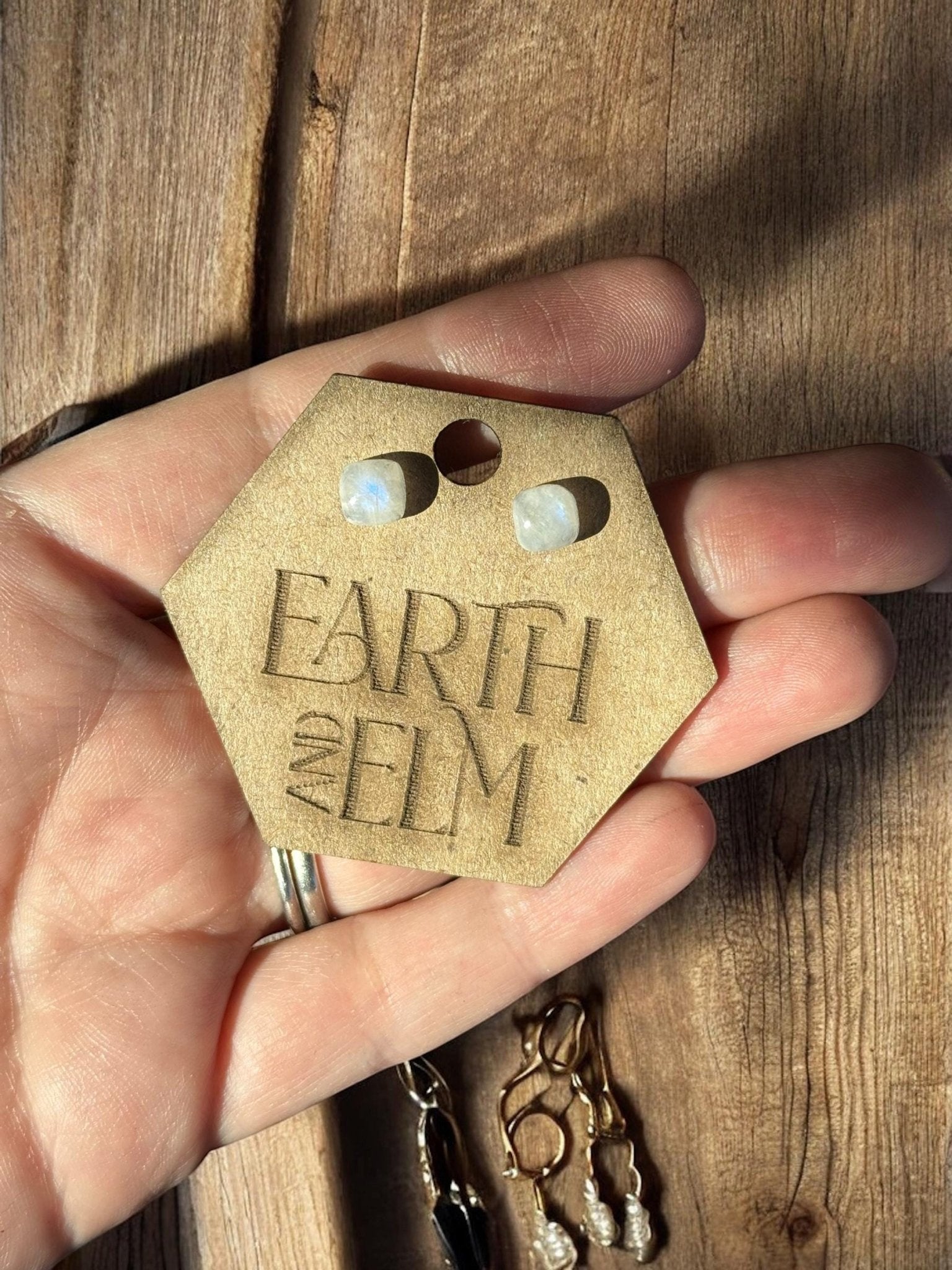 Moonstone Cushion Studs - earthandelm