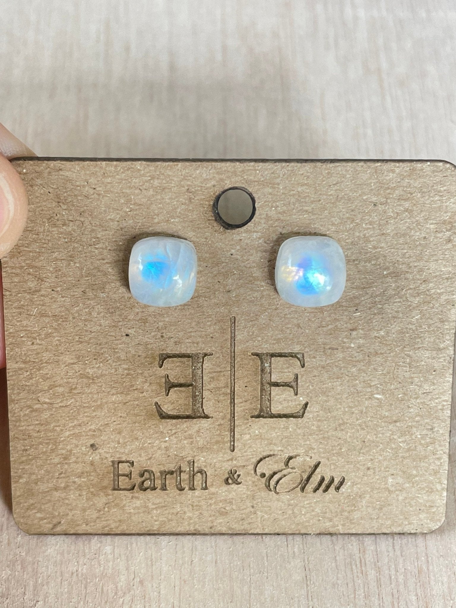 Moonstone Cushion Studs - earthandelm