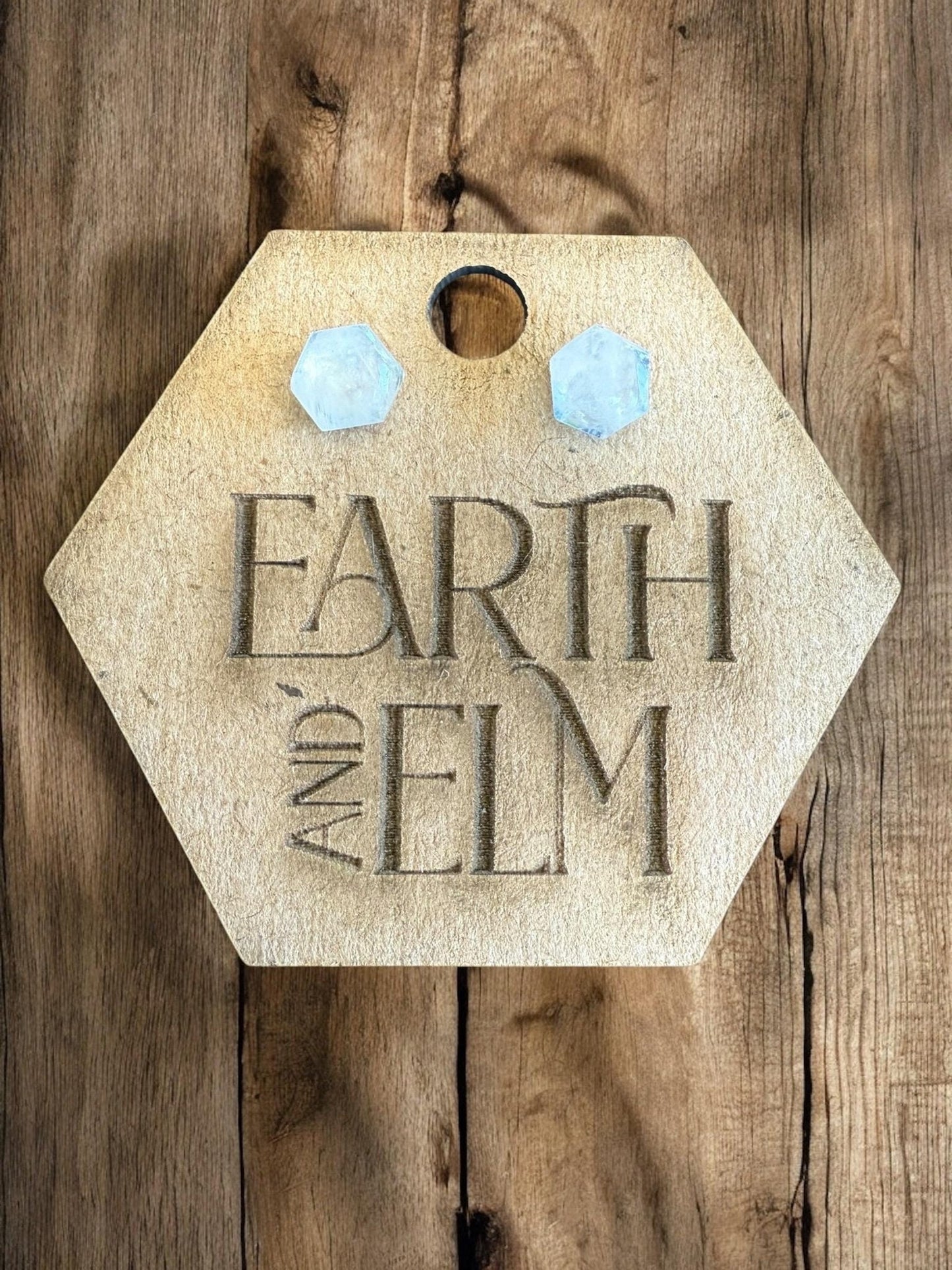 Moonstone Hexagon Cut Studs - earthandelm