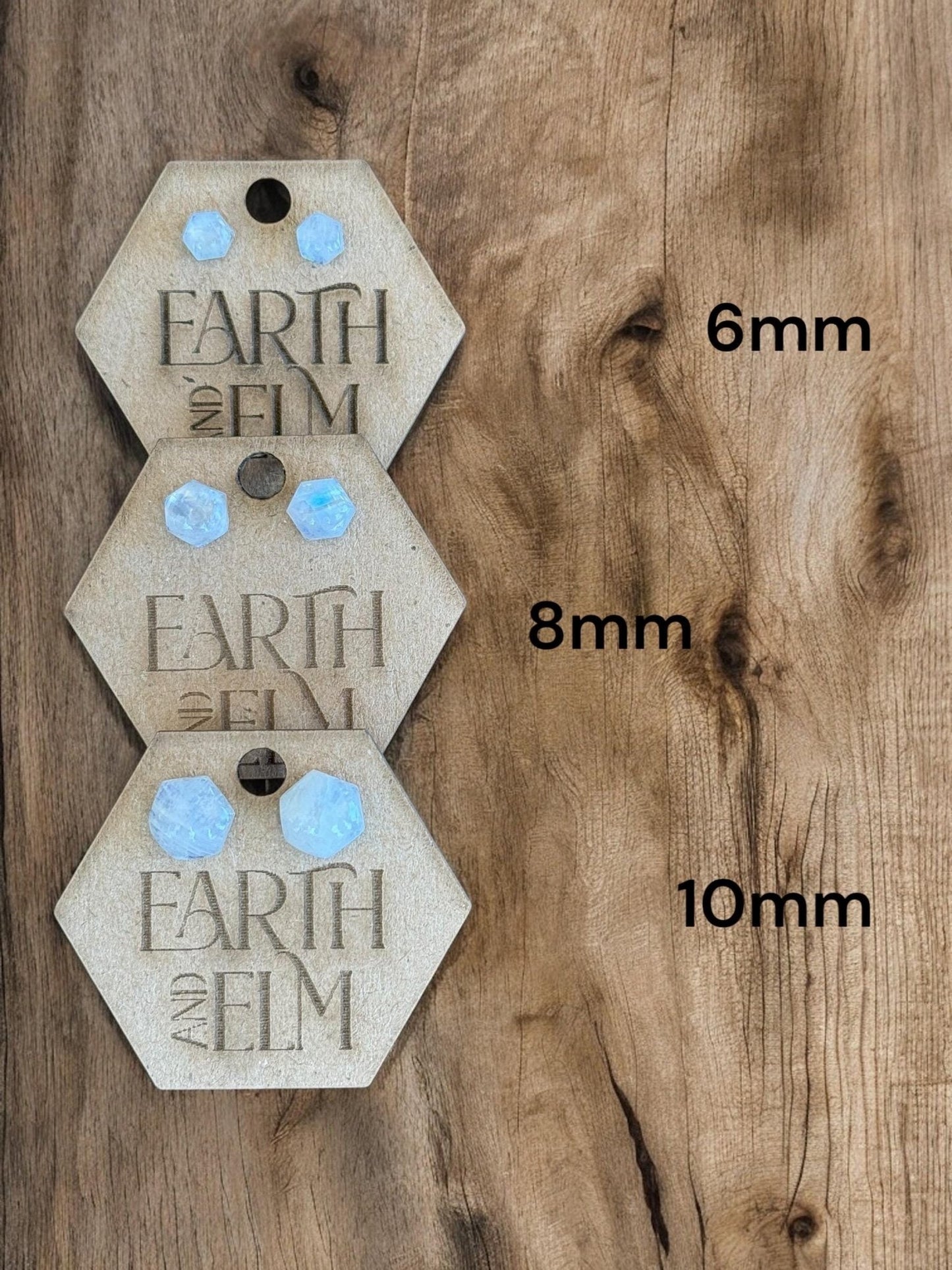 Moonstone Hexagon Cut Studs - earthandelm
