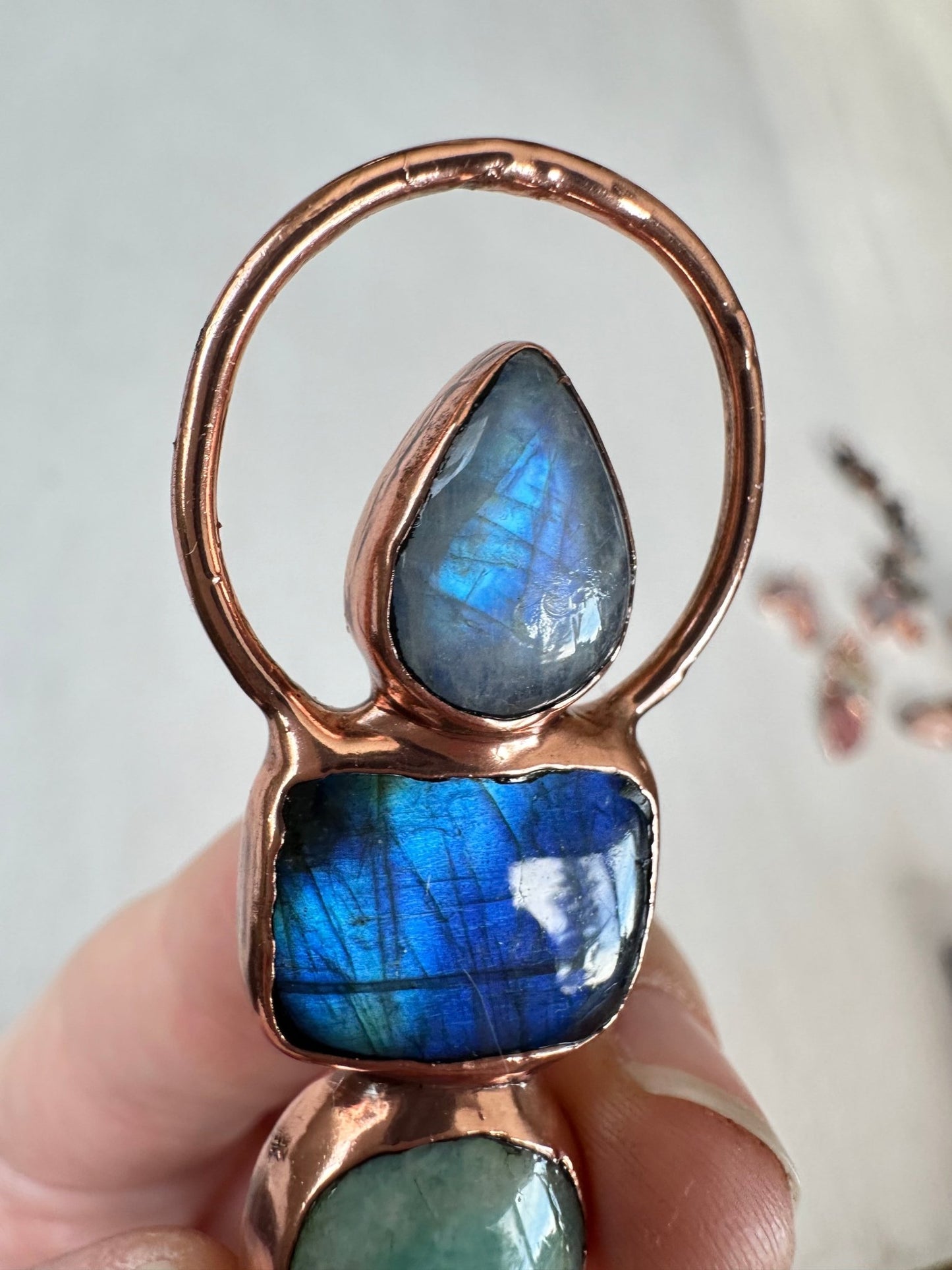 Moonstone, Labradorite and Amazonite Pendant - earthandelm
