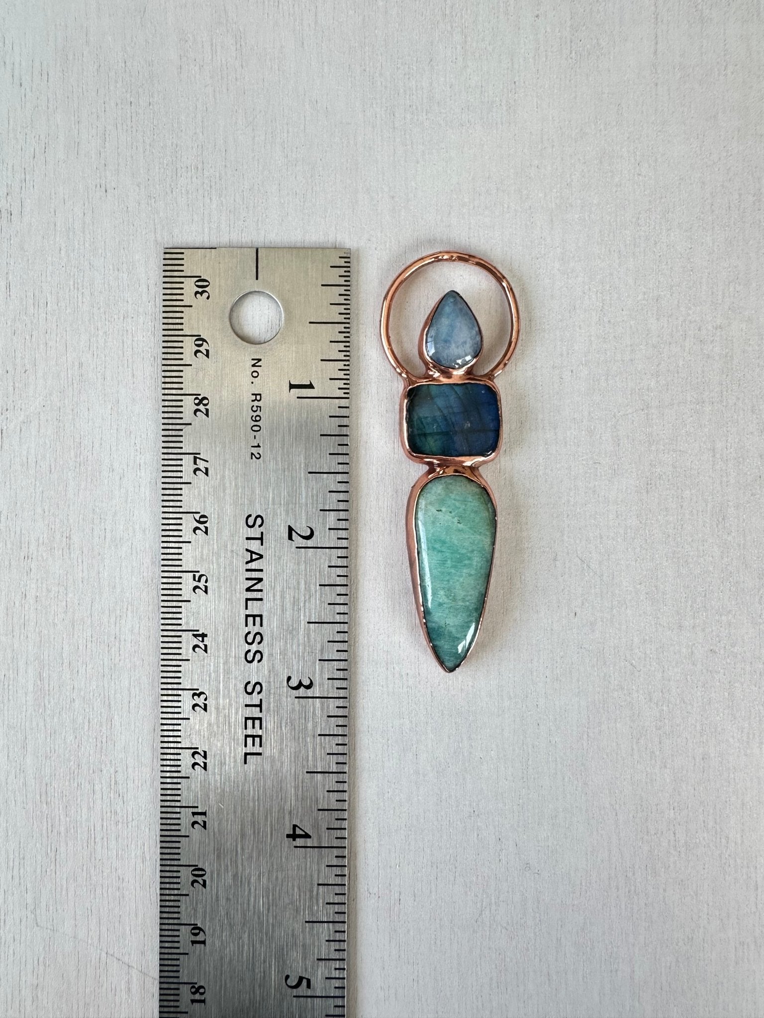 Moonstone, Labradorite and Amazonite Pendant - earthandelm