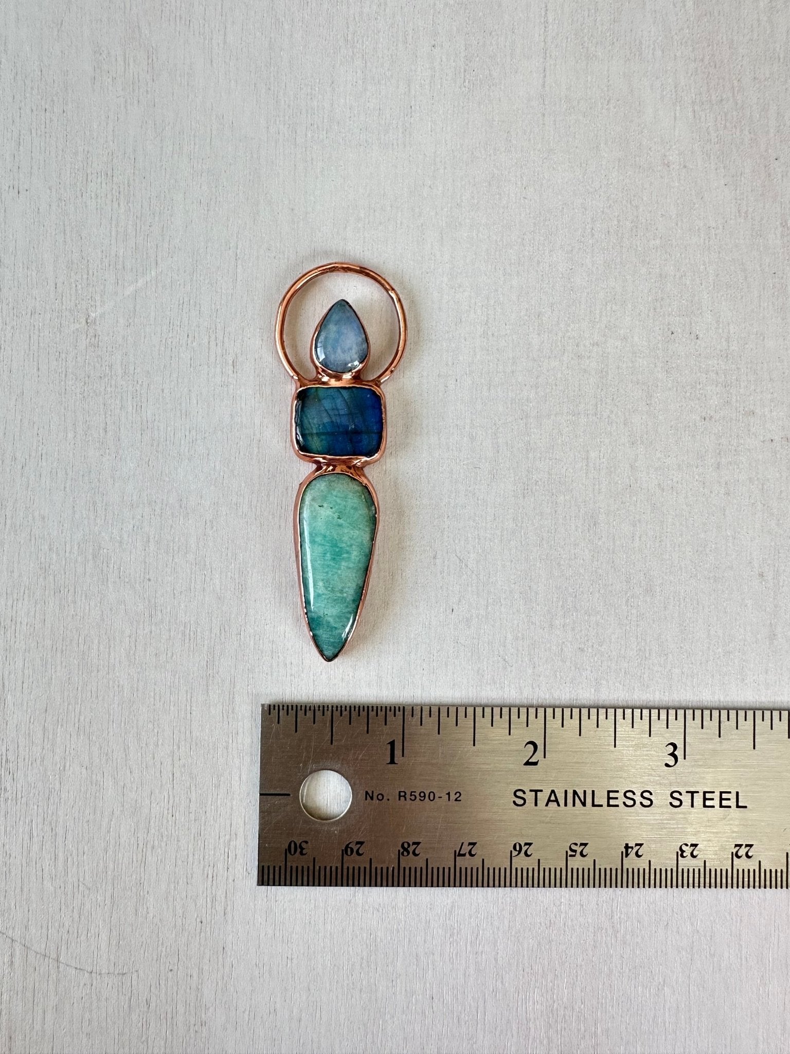 Moonstone, Labradorite and Amazonite Pendant - earthandelm