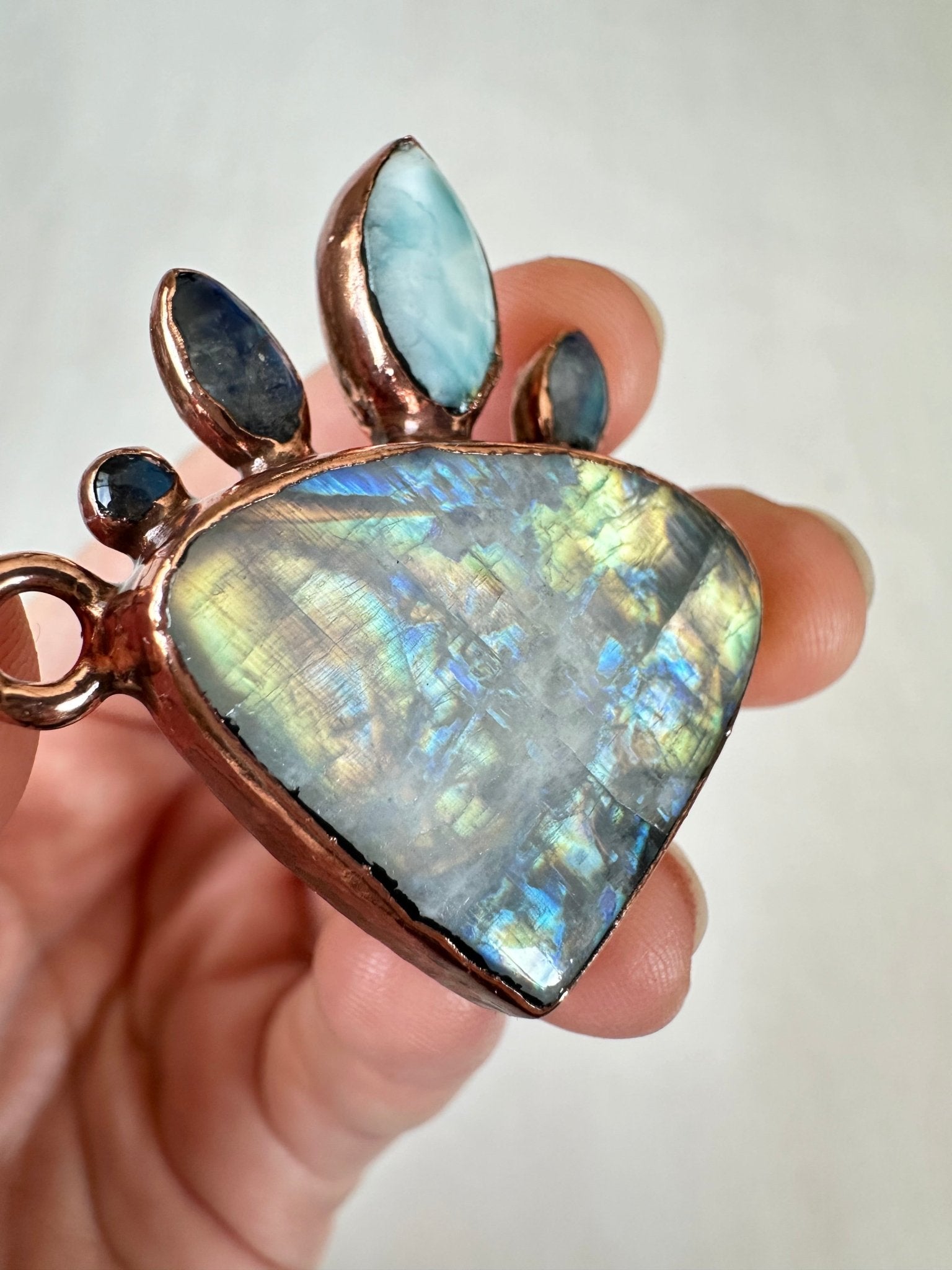 Moonstone, Larimar and Labradorite Pendant - earthandelm