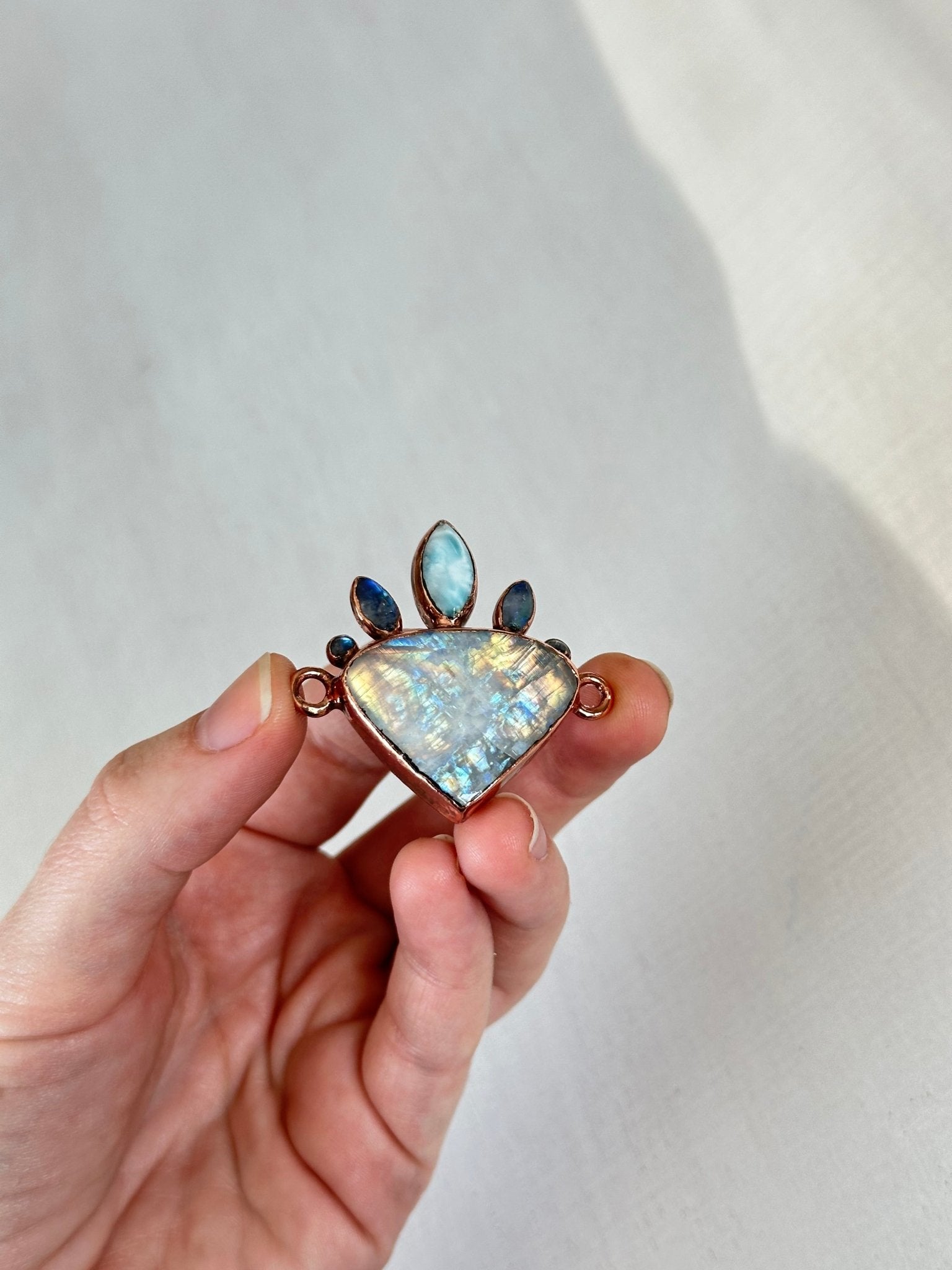Moonstone, Larimar and Labradorite Pendant - earthandelm