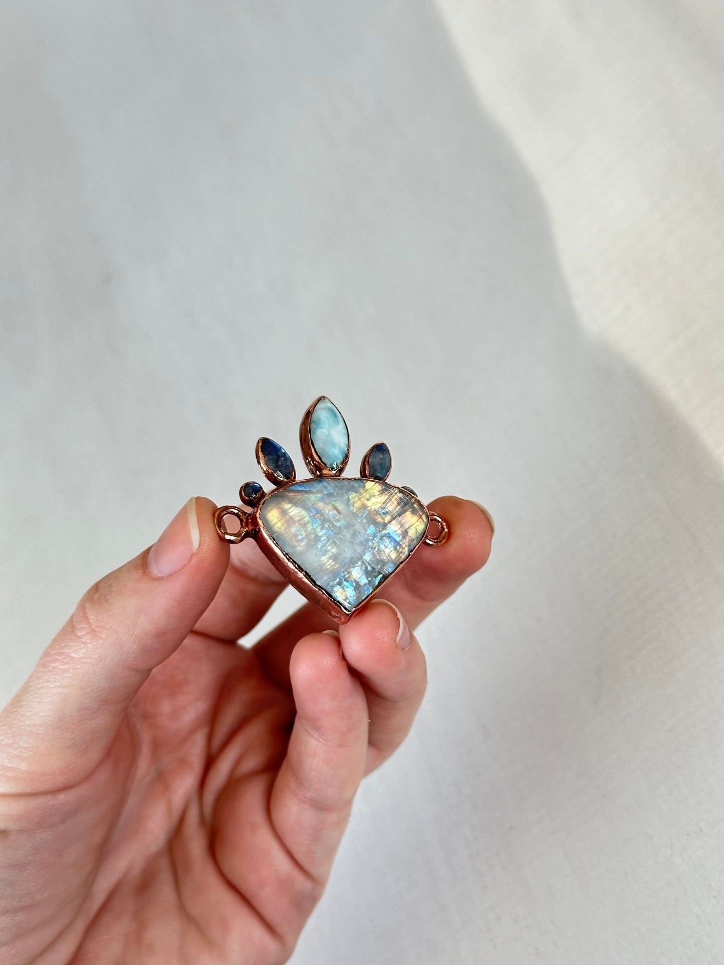 Moonstone, Larimar and Labradorite Pendant - earthandelm