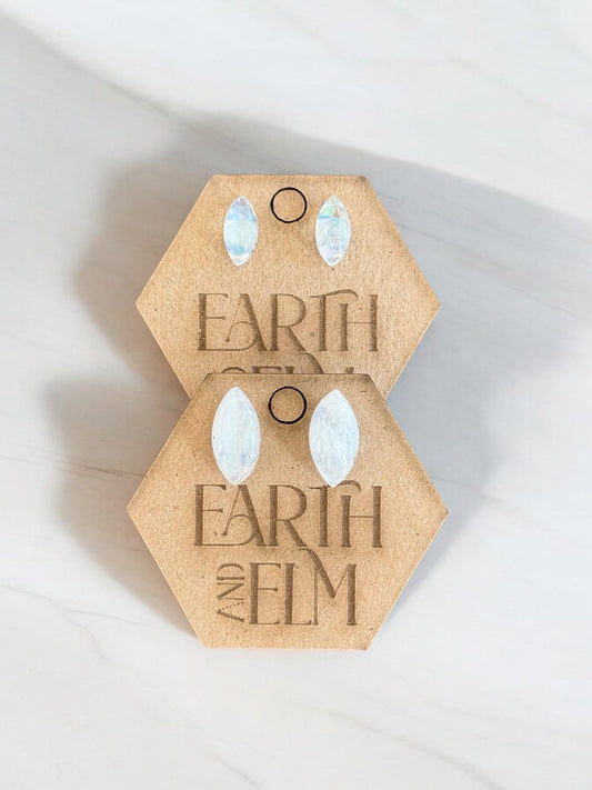 Moonstone Marquise Gemstone Studs - earthandelm