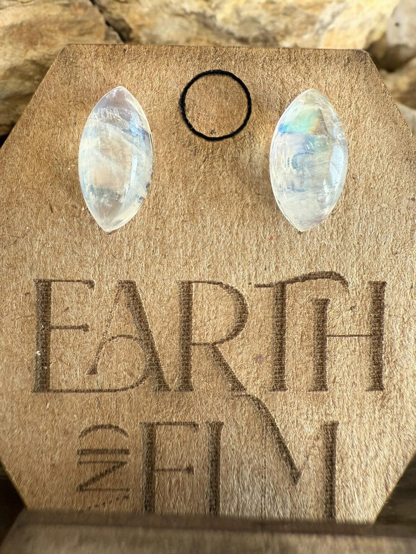 Moonstone Marquise Gemstone Studs - earthandelm