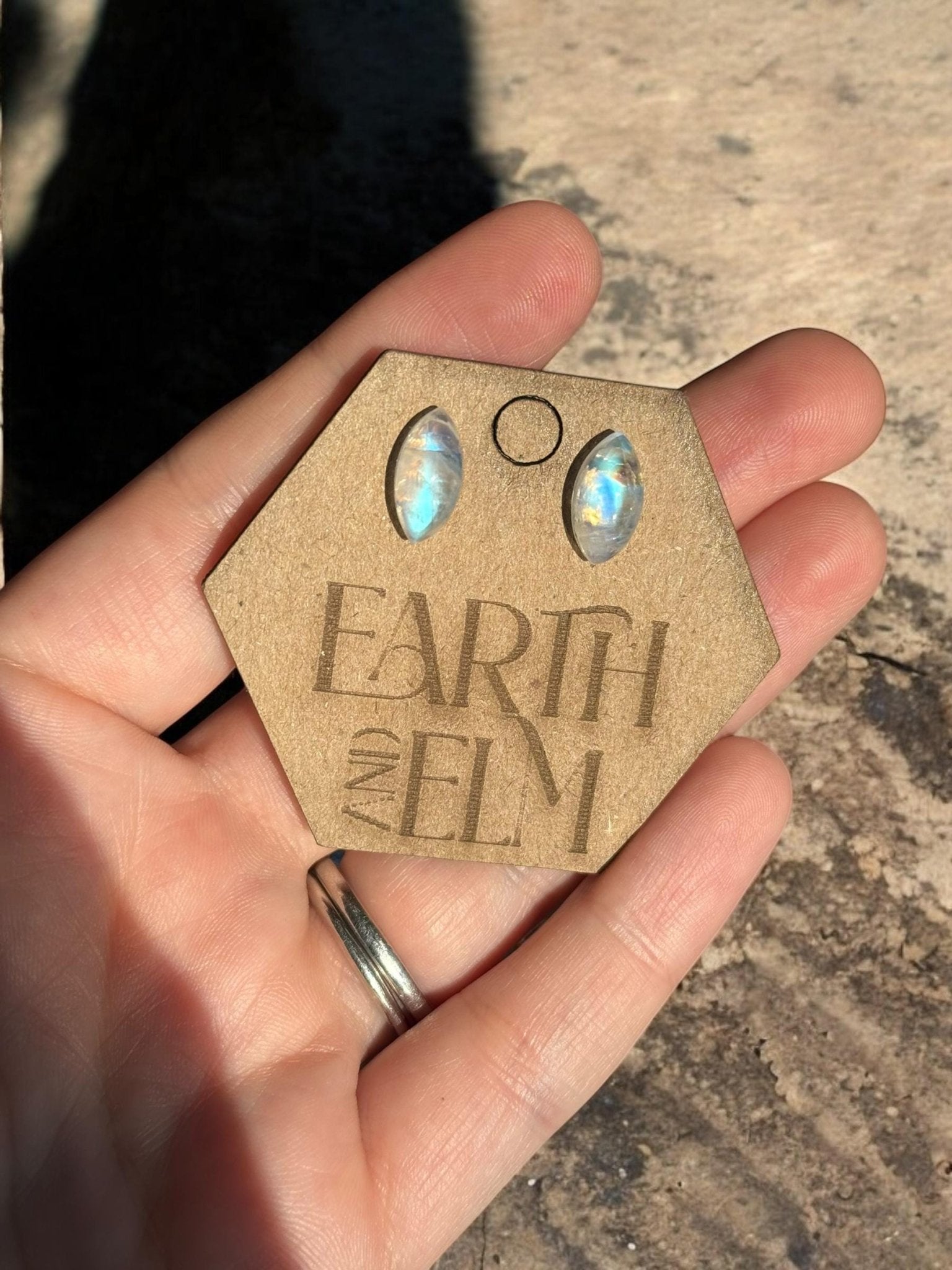 Moonstone Marquise Gemstone Studs - earthandelm