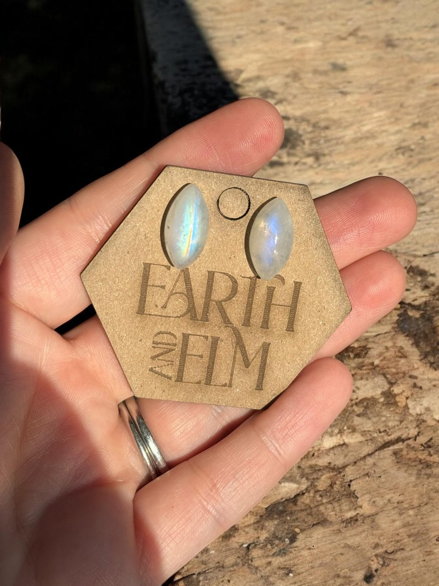 Moonstone Marquise Gemstone Studs - earthandelm