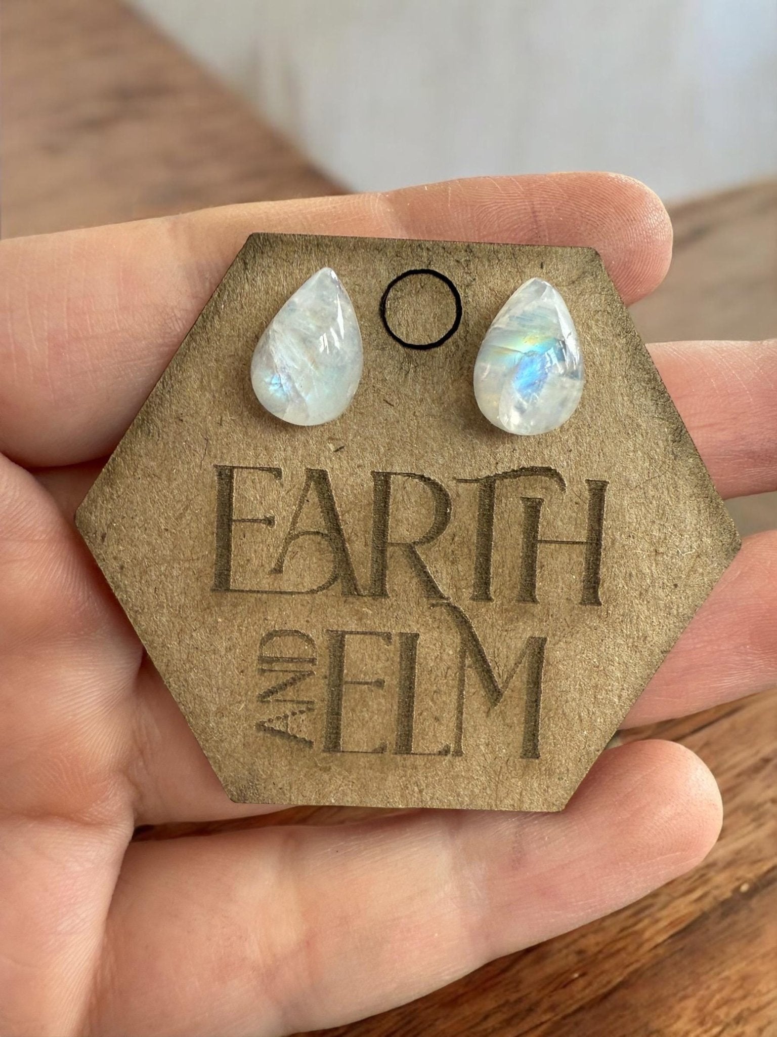 Moonstone Pear Studs - earthandelm