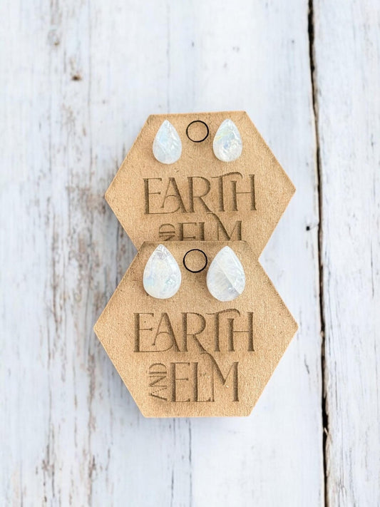 Moonstone Pear Studs - earthandelm