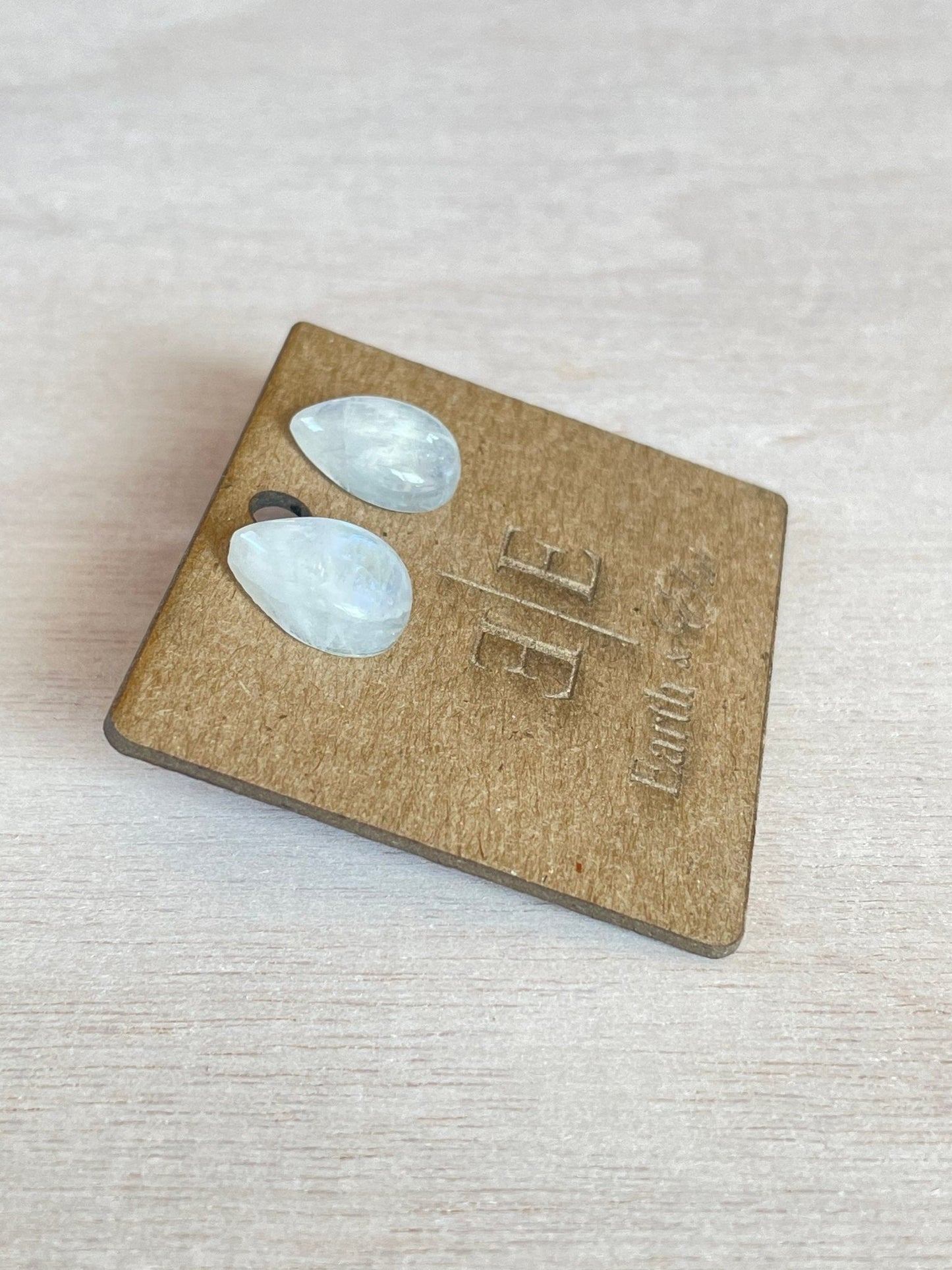 Moonstone Pear Studs - earthandelm