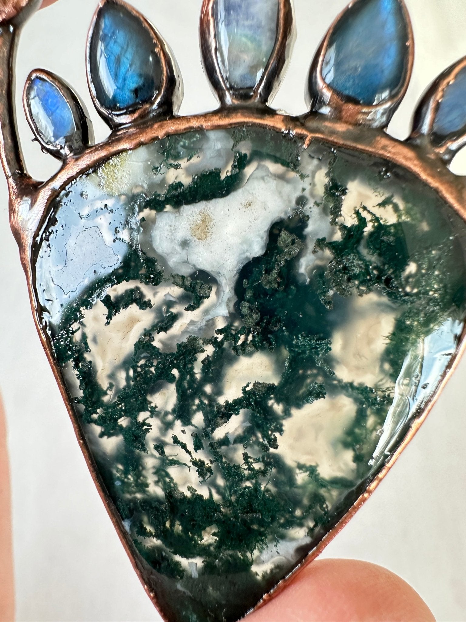 Moss Agate Statement Pendant - earthandelm