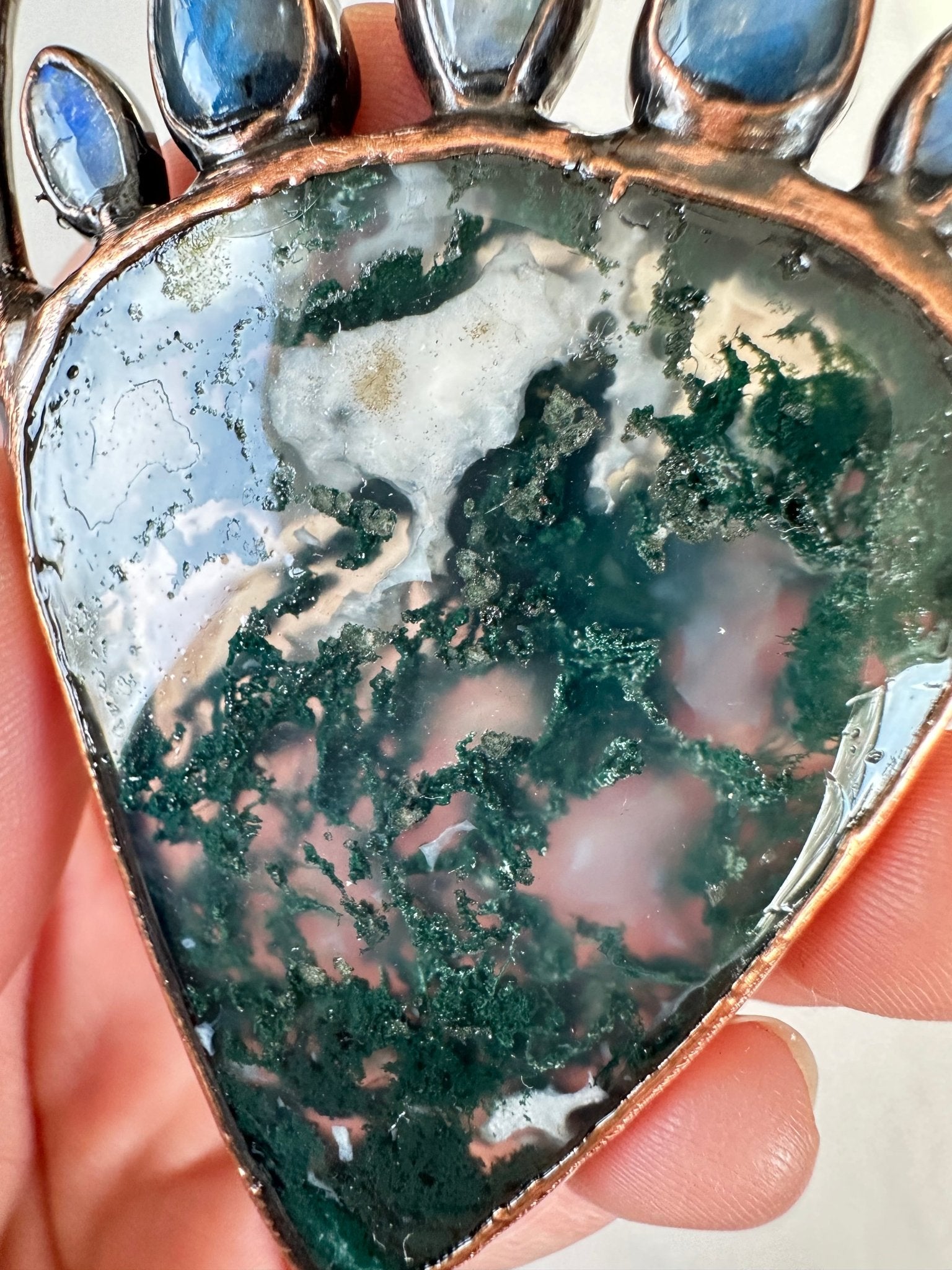 Moss Agate Statement Pendant - earthandelm