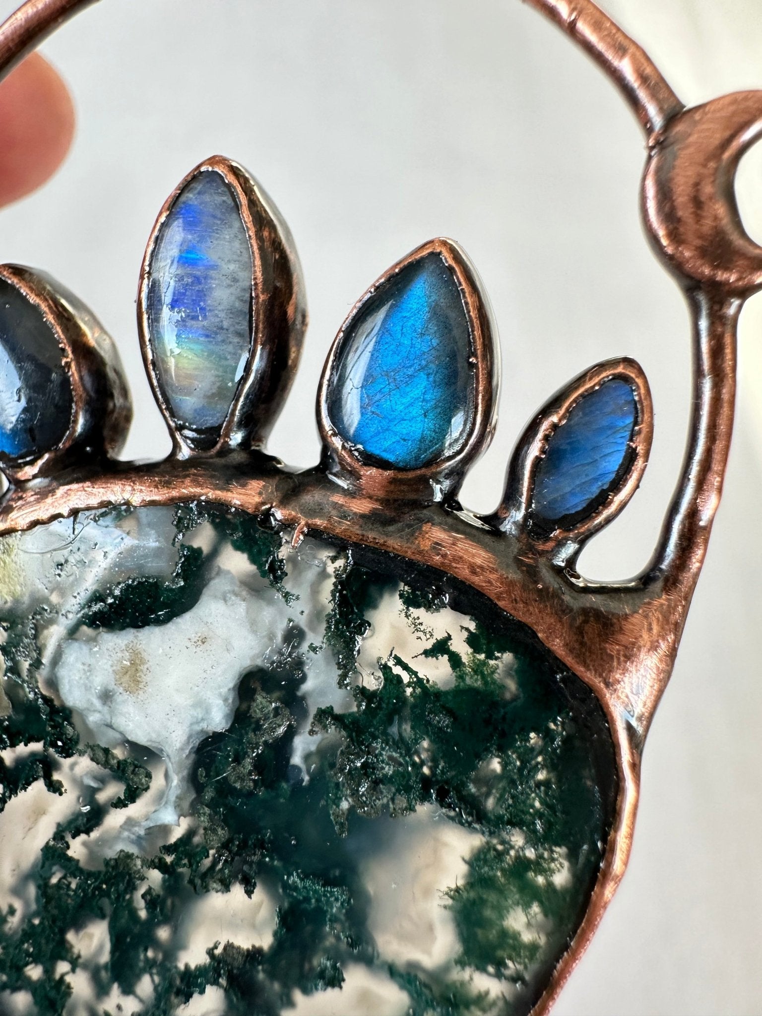Moss Agate Statement Pendant - earthandelm