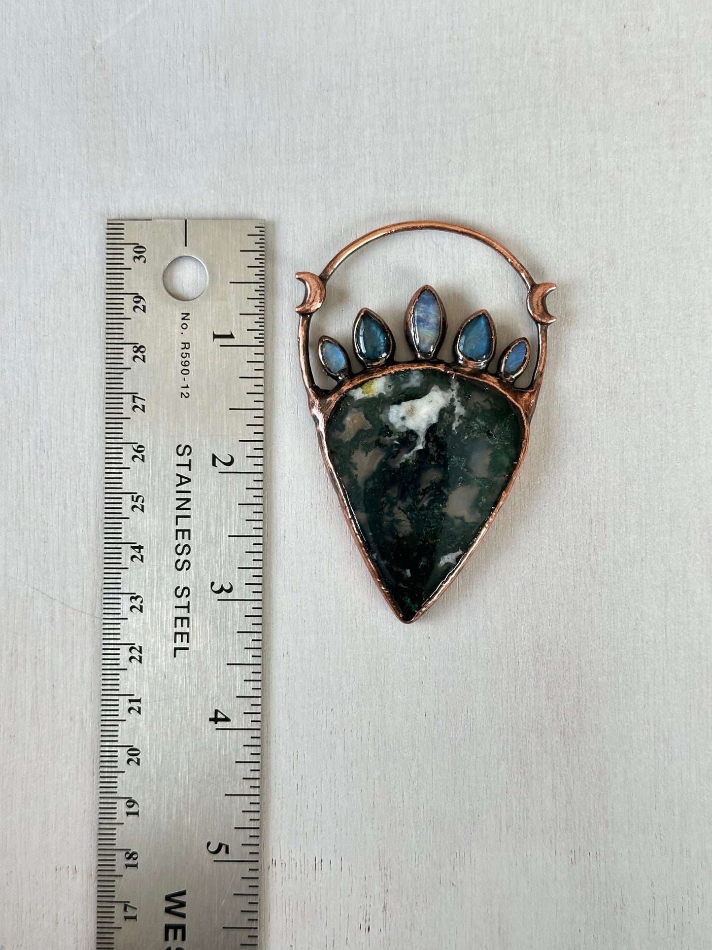 Moss Agate Statement Pendant - earthandelm