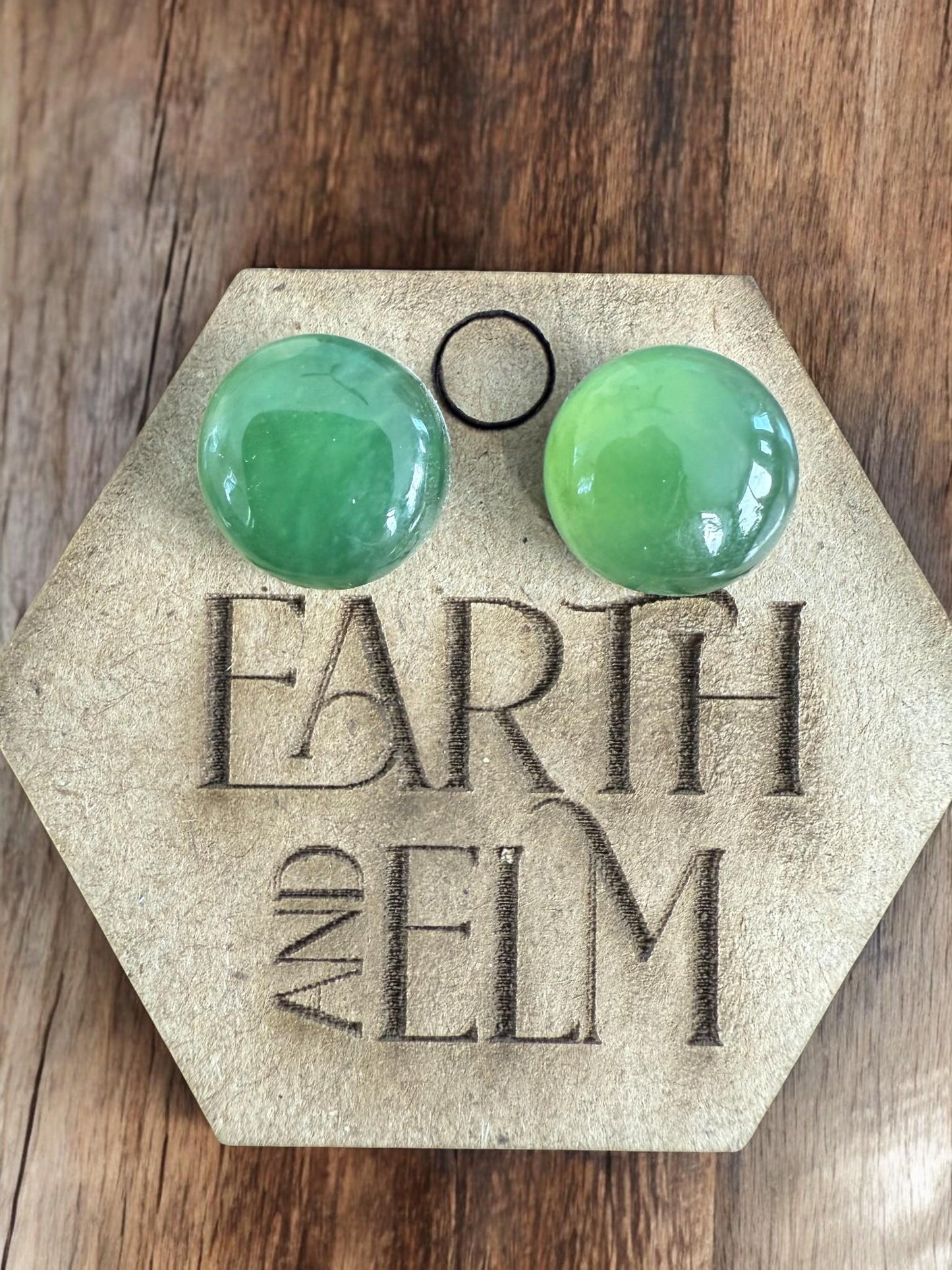 Nephrite Jade Round Gemstone Stud Earrings - earthandelm