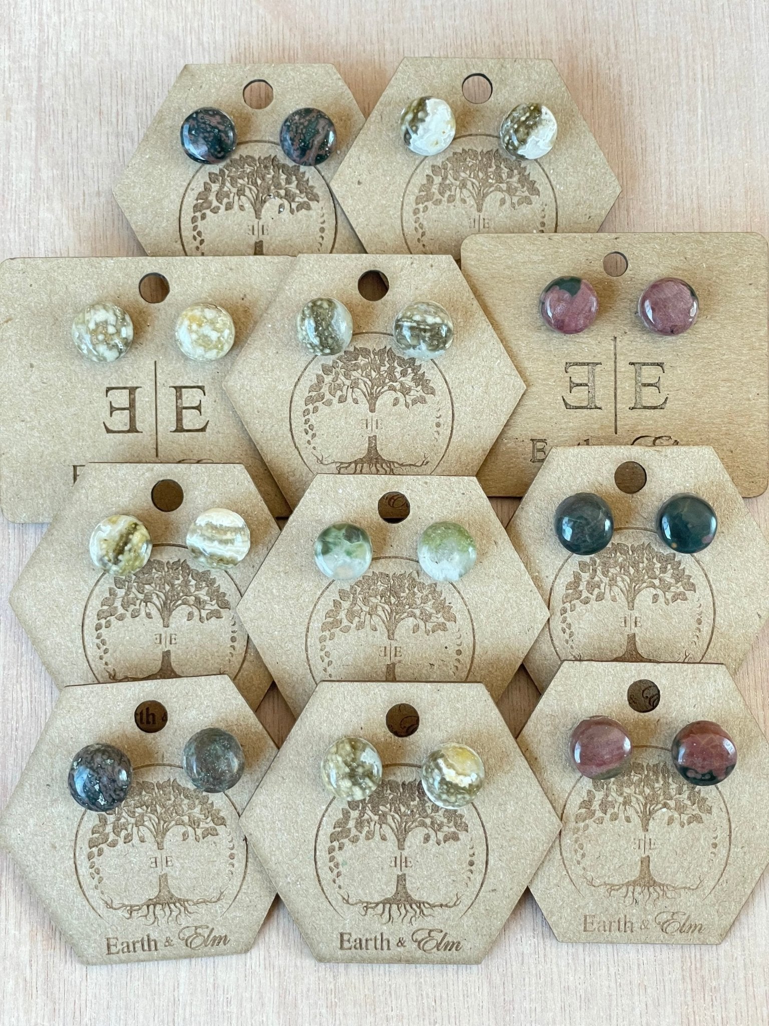 Ocean Jasper Round Studs - earthandelm
