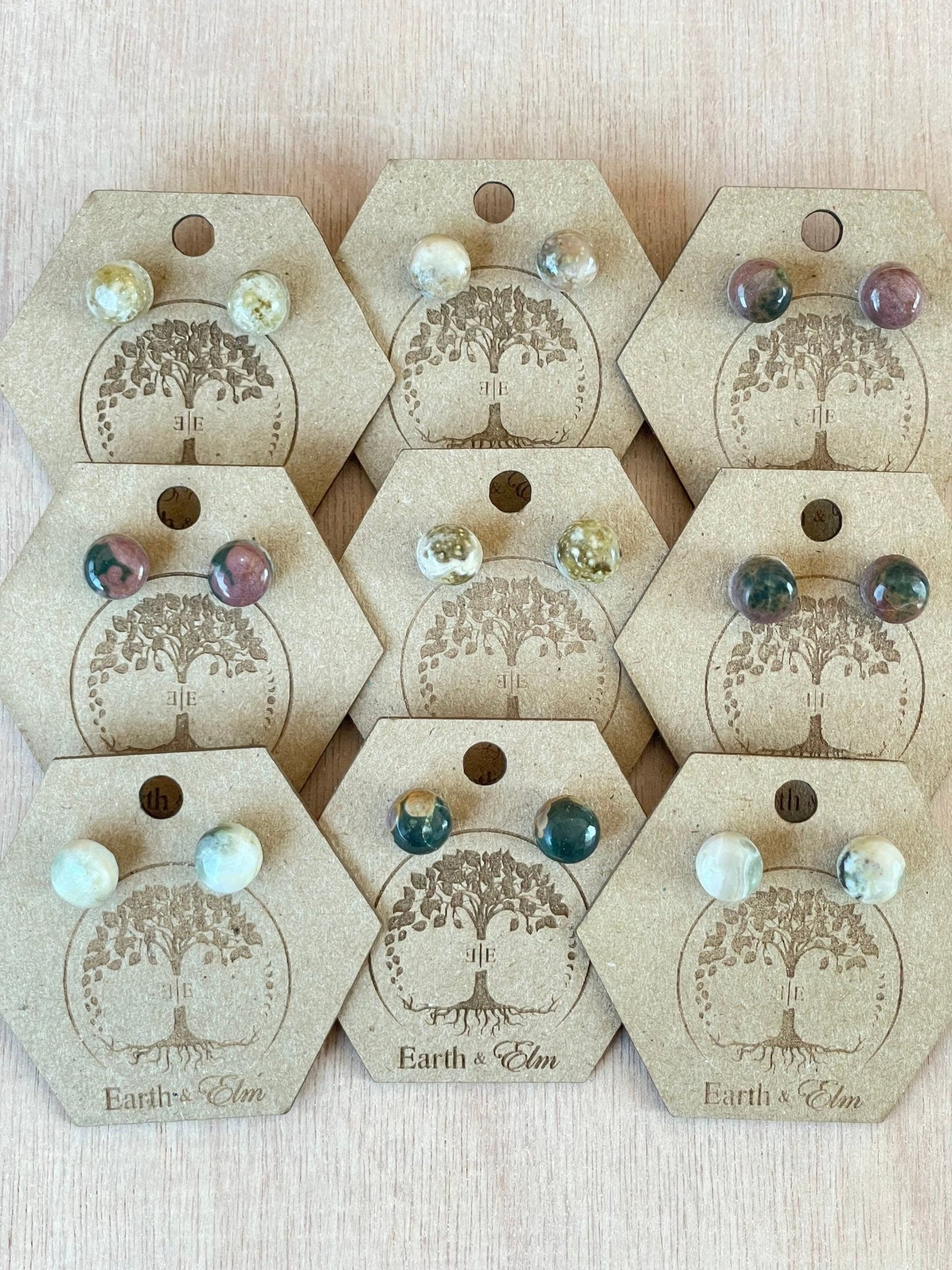 Ocean Jasper Round Studs - earthandelm