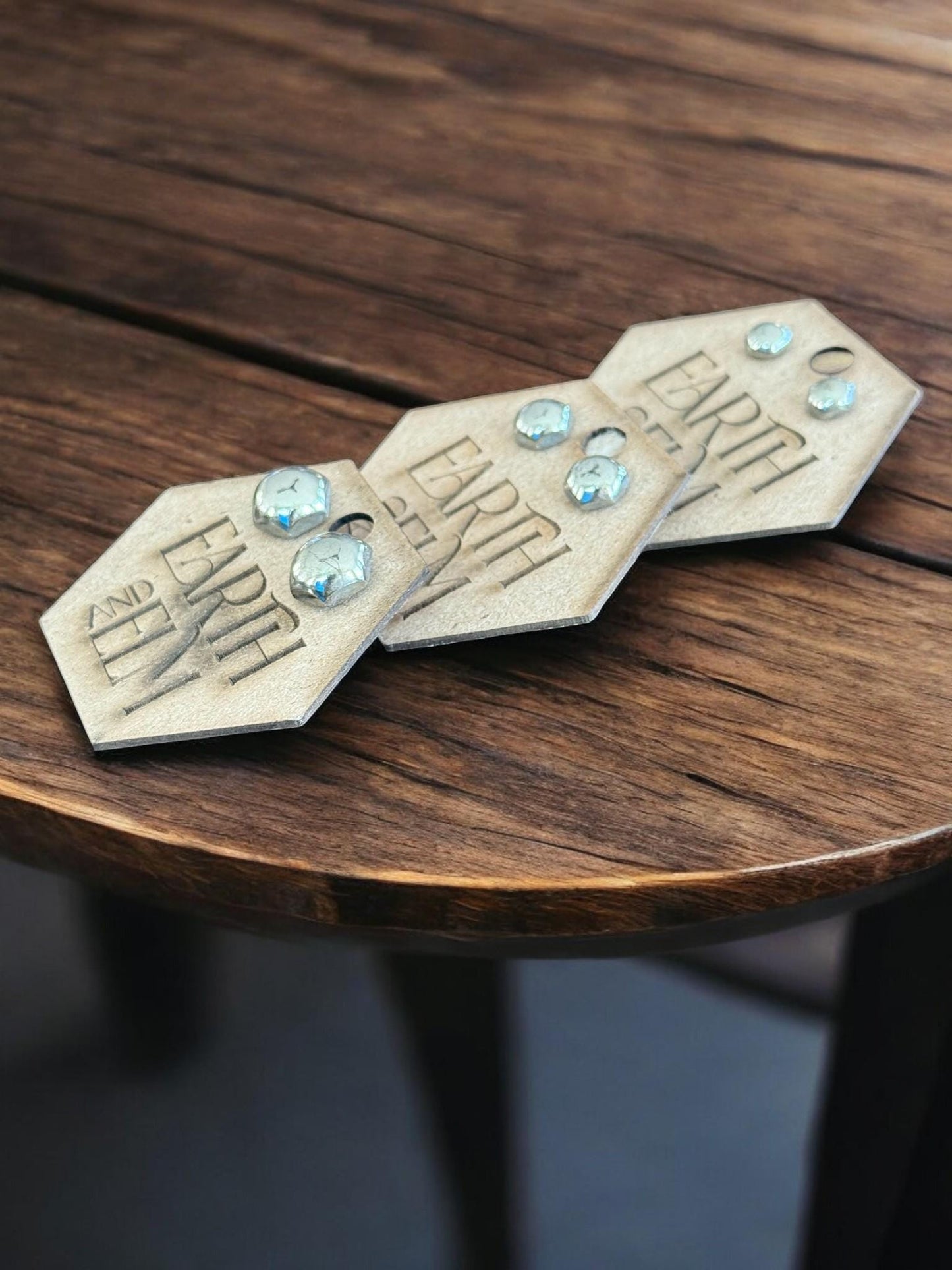 Pyrite Hexagon Stud Earrings - earthandelm