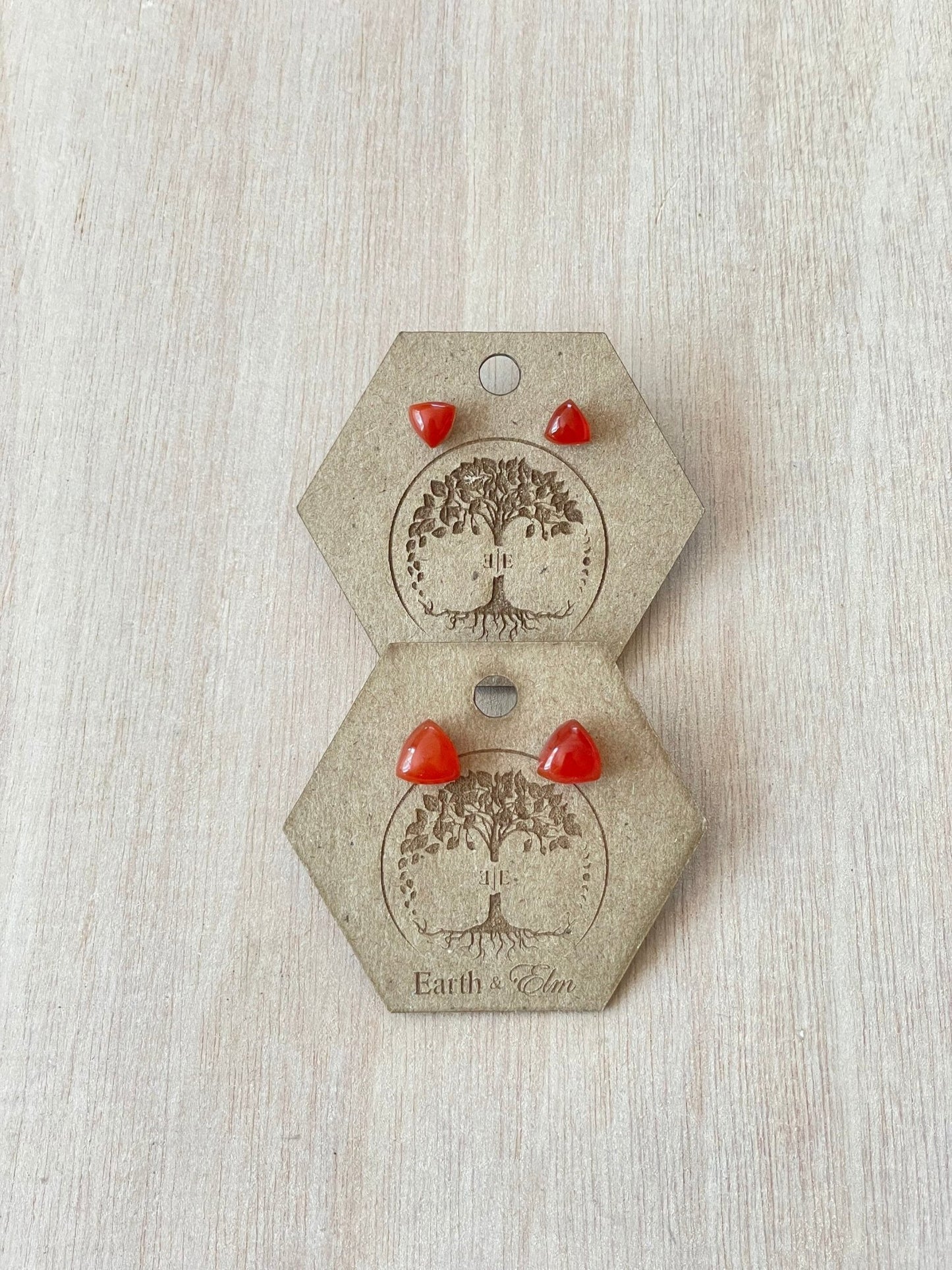 Red Onyx Trillion Studs - earthandelm