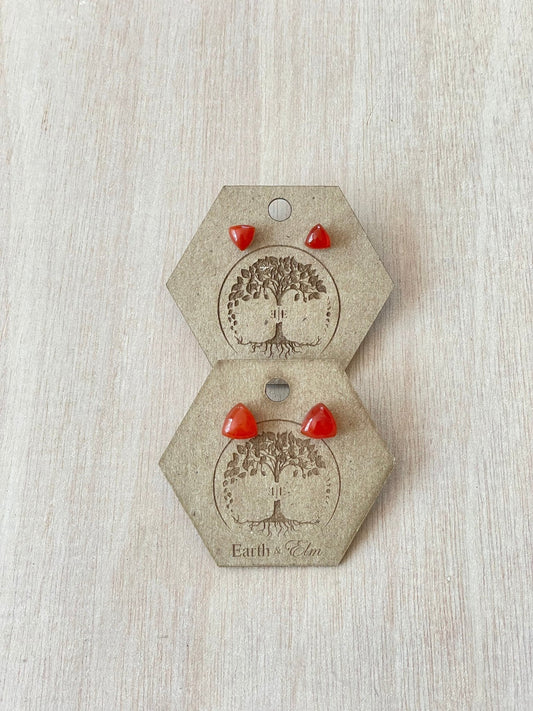 Red Onyx Trillion Studs - earthandelm