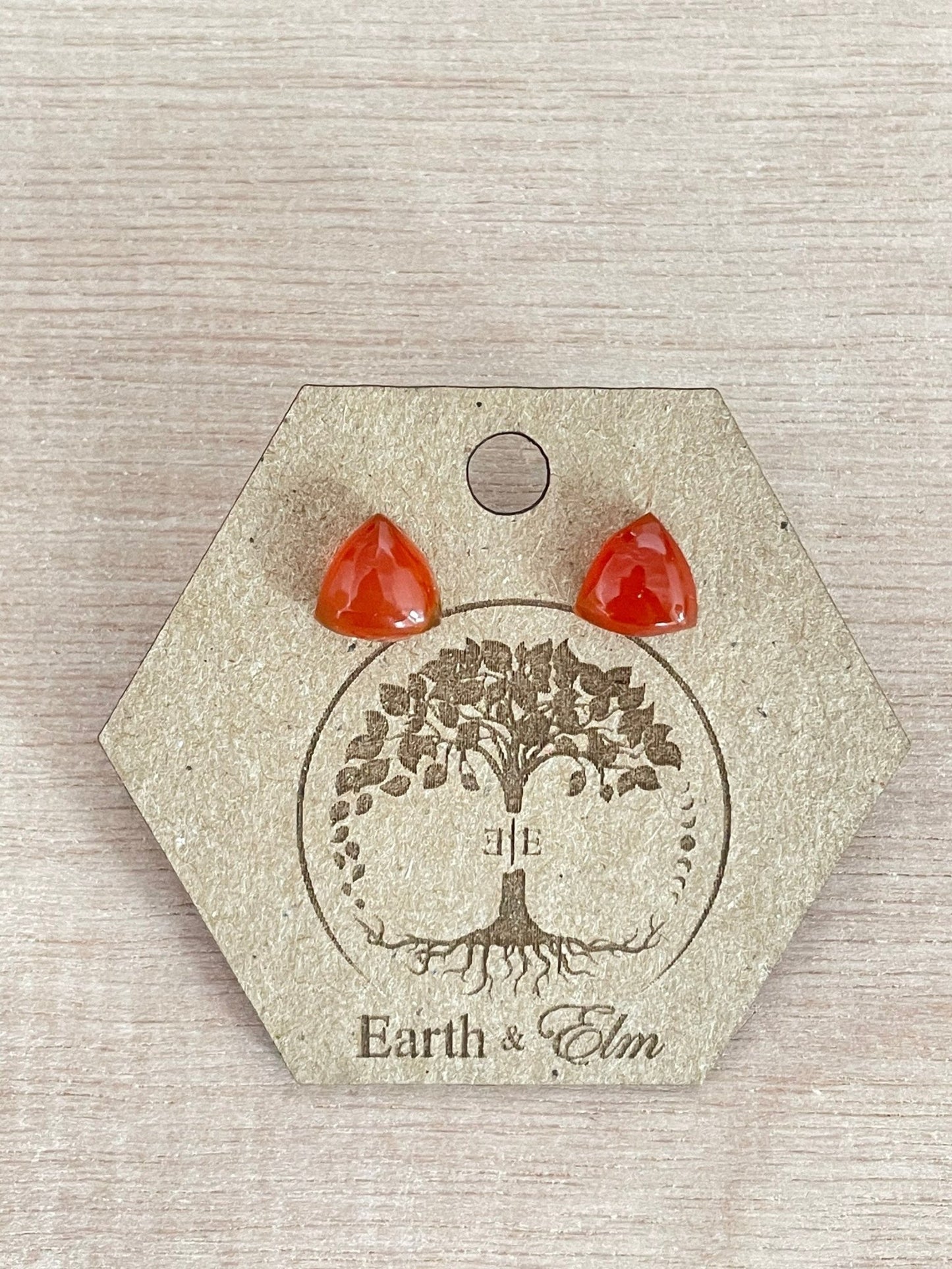 Red Onyx Trillion Studs - earthandelm