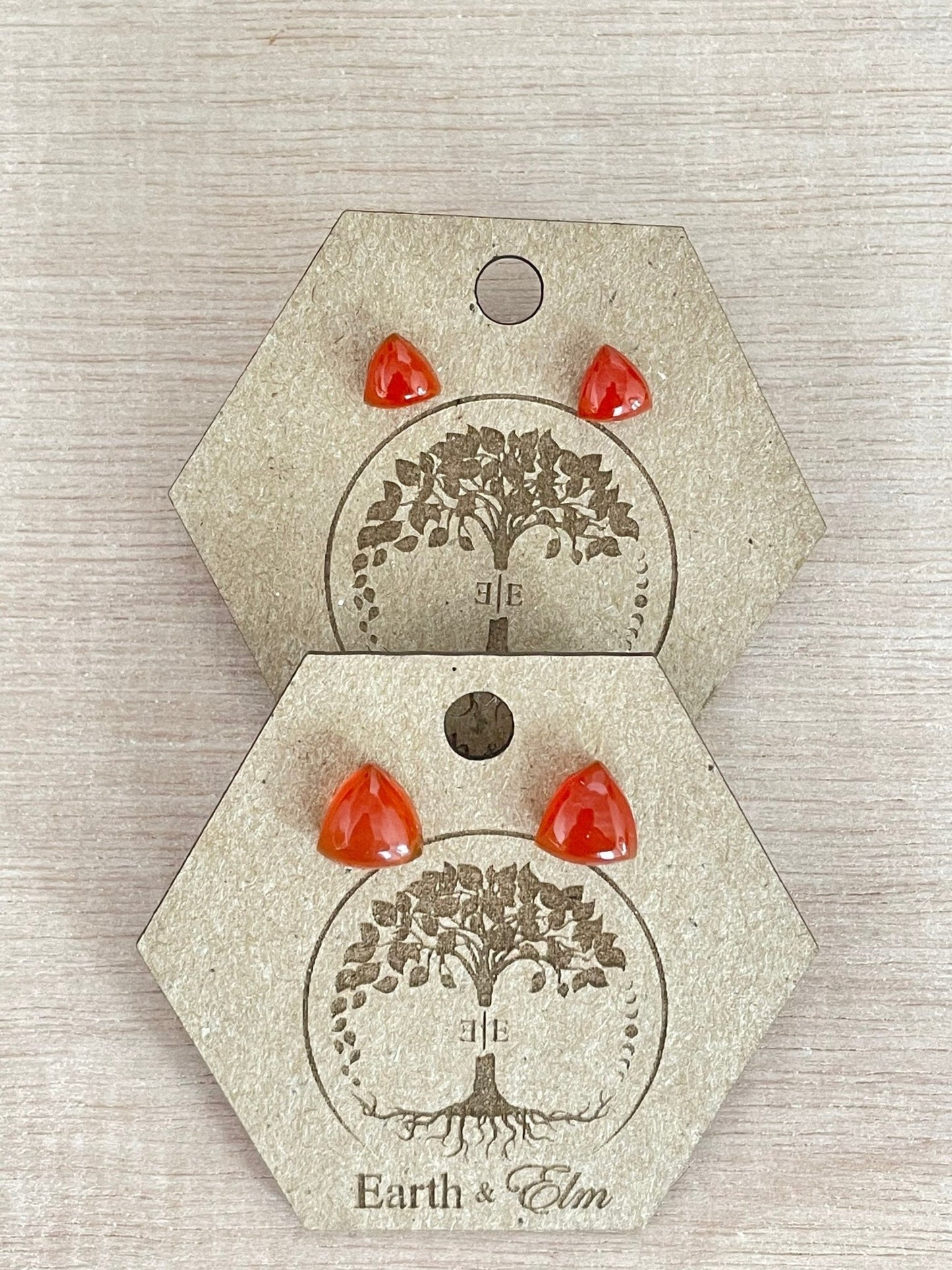 Red Onyx Trillion Studs - earthandelm
