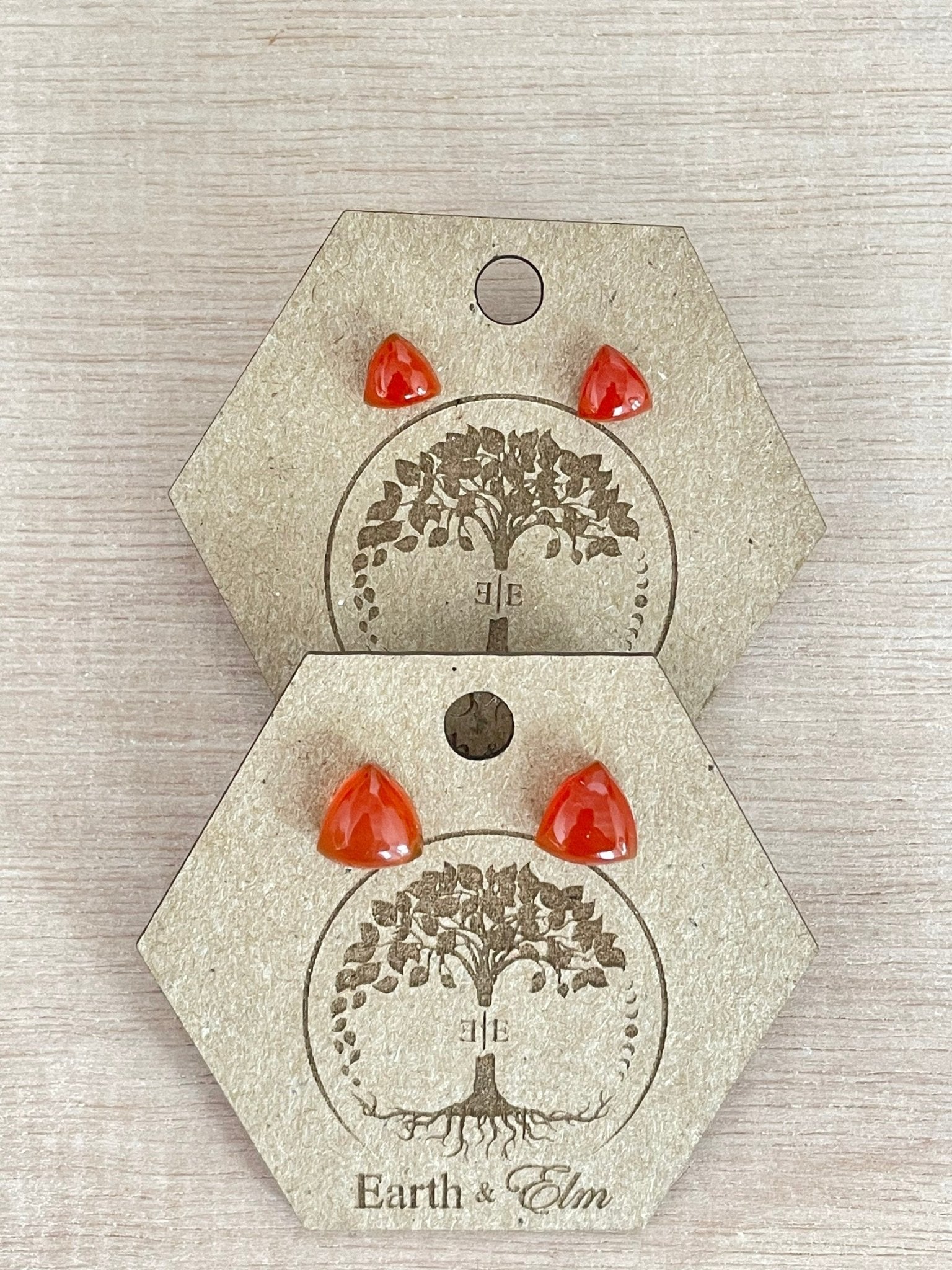 Red Onyx Trillion Studs - earthandelm