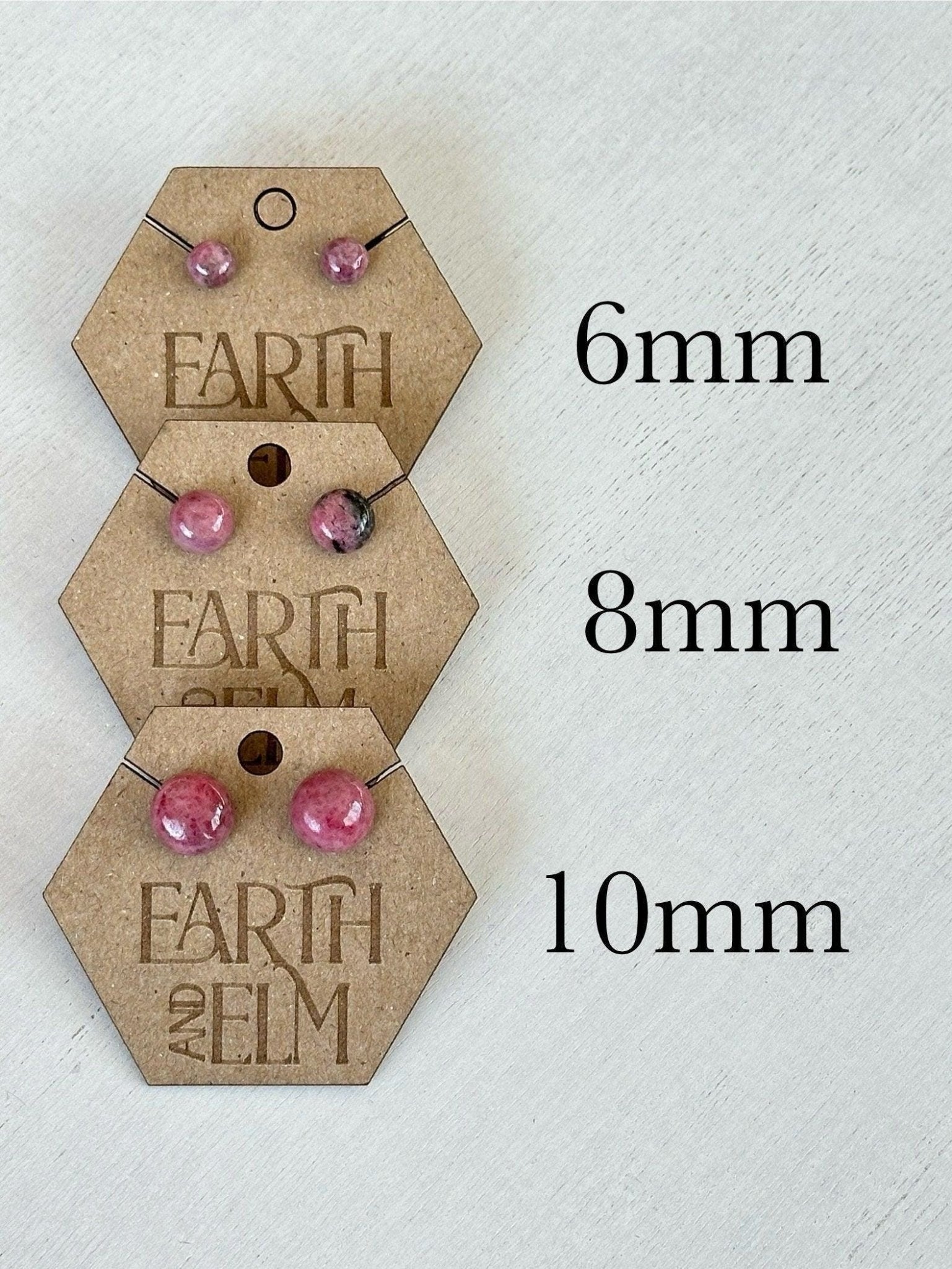 Rhodonite Round Studs - earthandelm