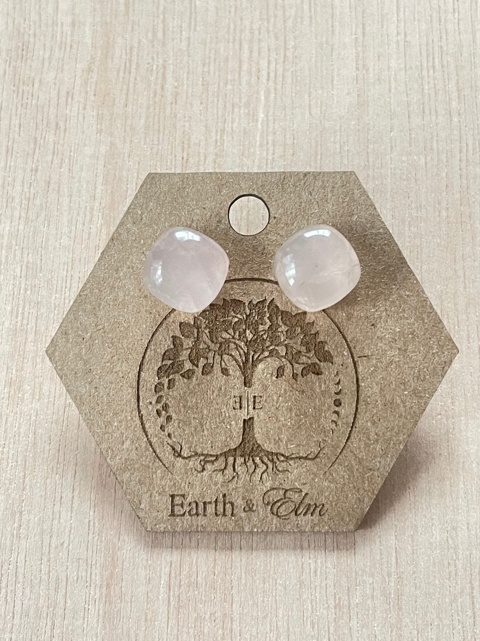 Rose Quartz Cushion Studs - earthandelm