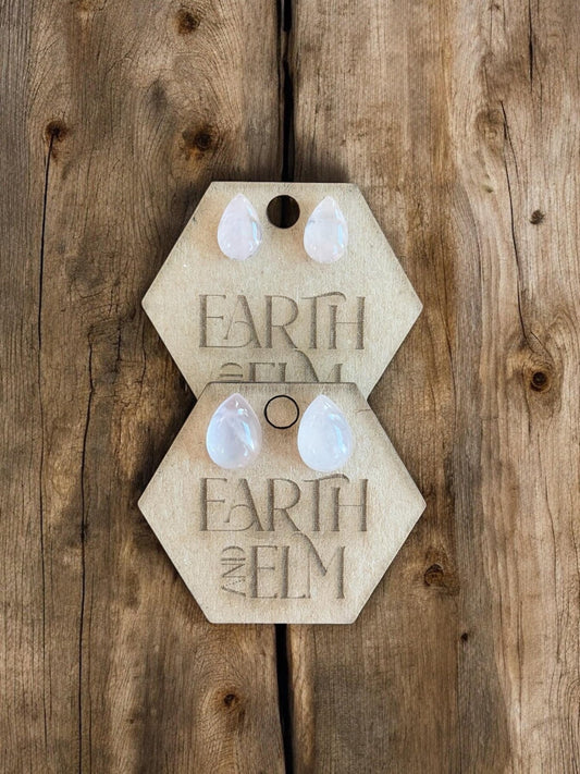 Rose Quartz Pear Studs - earthandelm