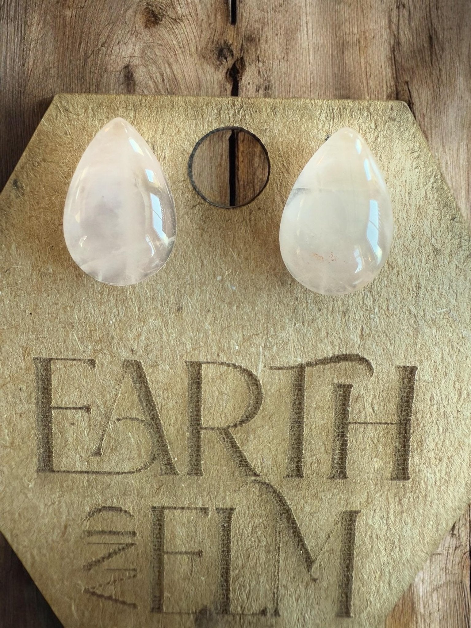 Rose Quartz Pear Studs - earthandelm